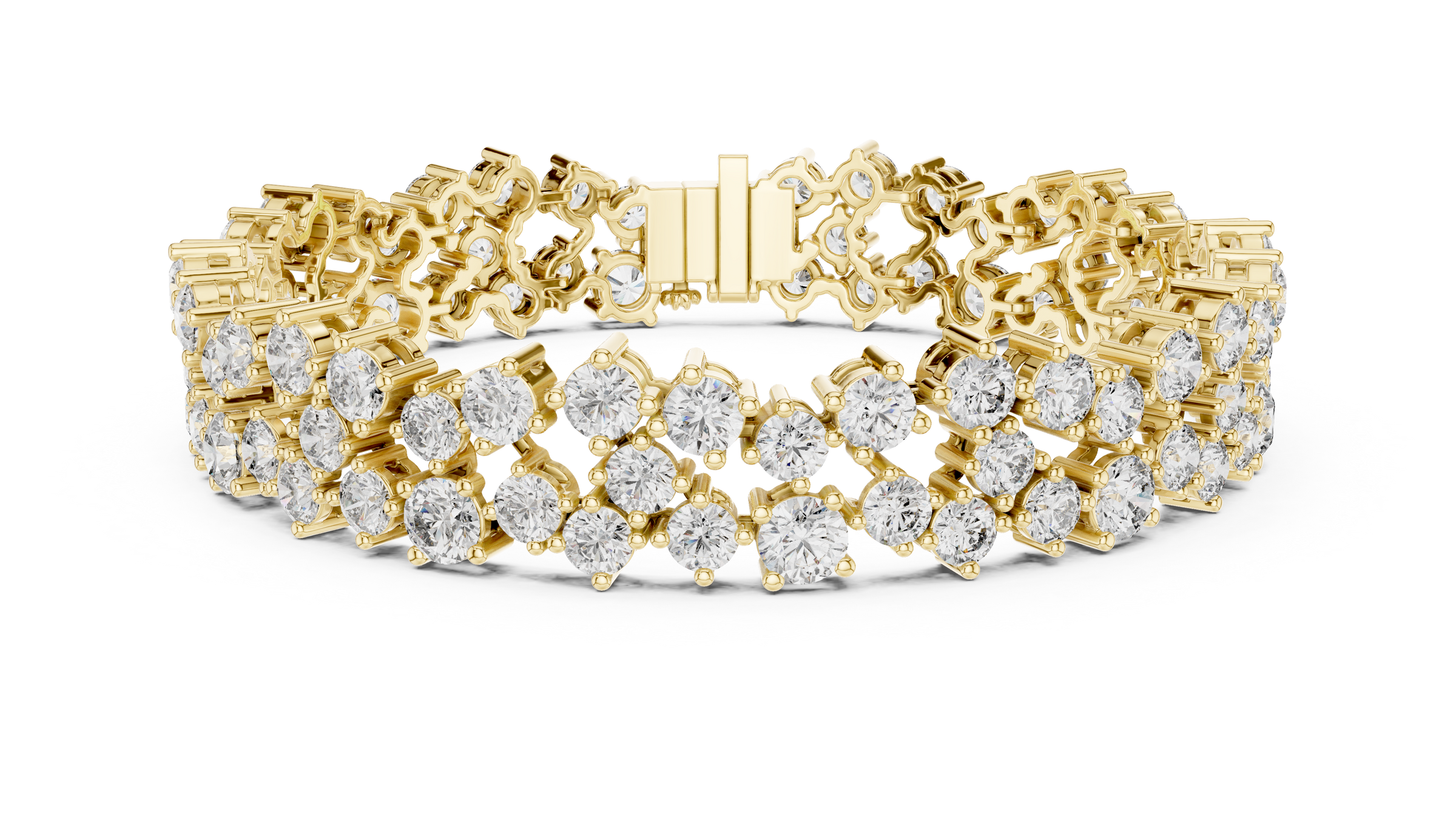 Multi-Cluster Lab-Grown Diamond Bracelet in 18K Gold | 14 Carat