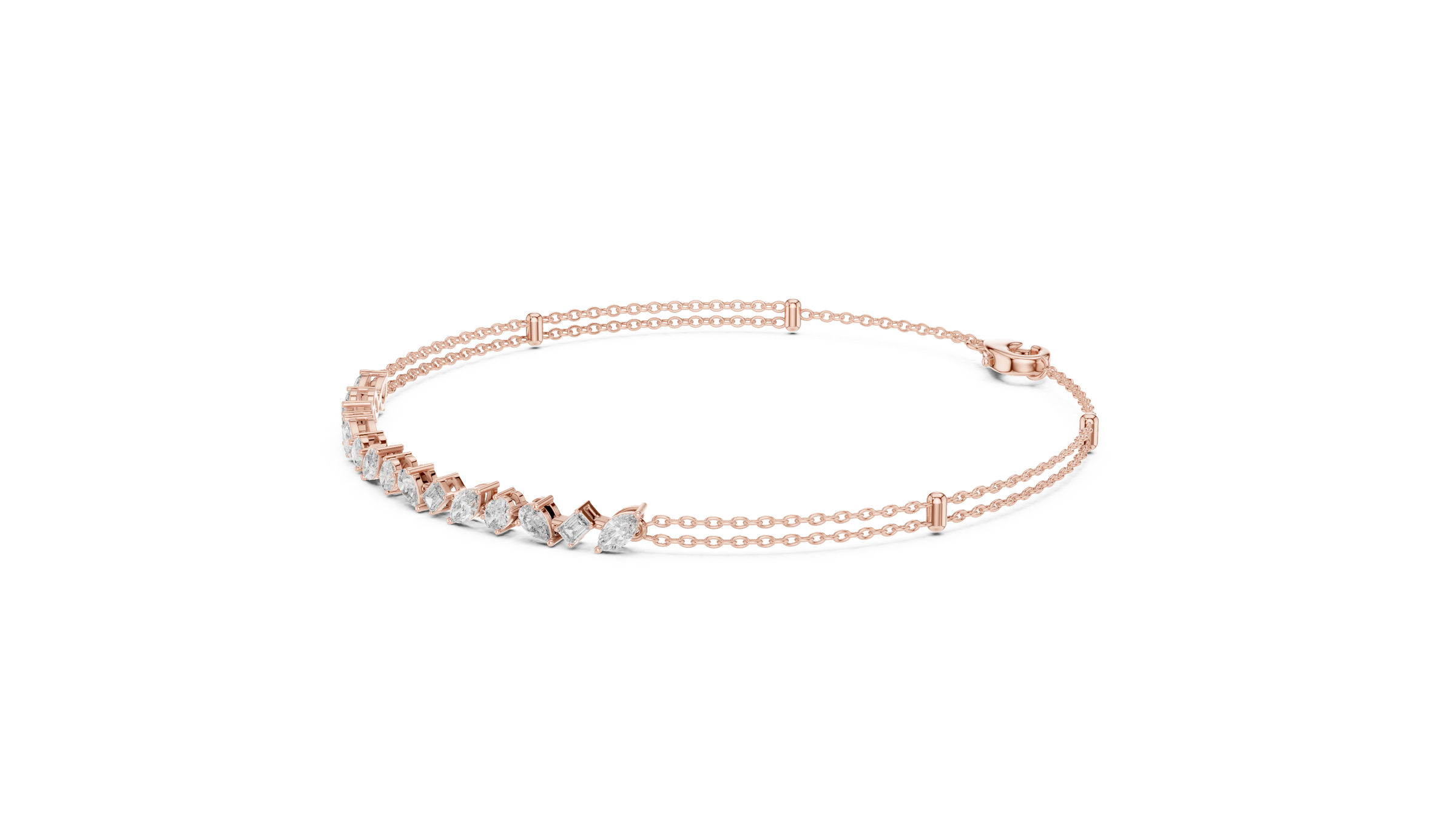 Everyday Mixed Shape Lab-Grown Diamond Bracelet in 18K Gold | Pear, Oval, Marquise, Emerald | 1.5 Carat