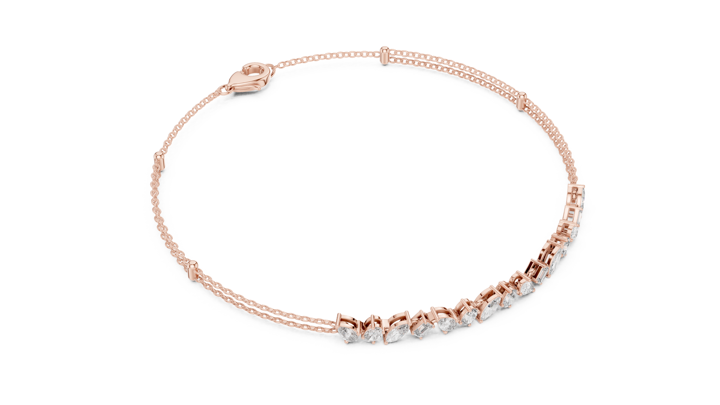 Everyday Mixed Shape Lab-Grown Diamond Bracelet in 18K Gold | Pear, Oval, Marquise, Emerald | 1.5 Carat