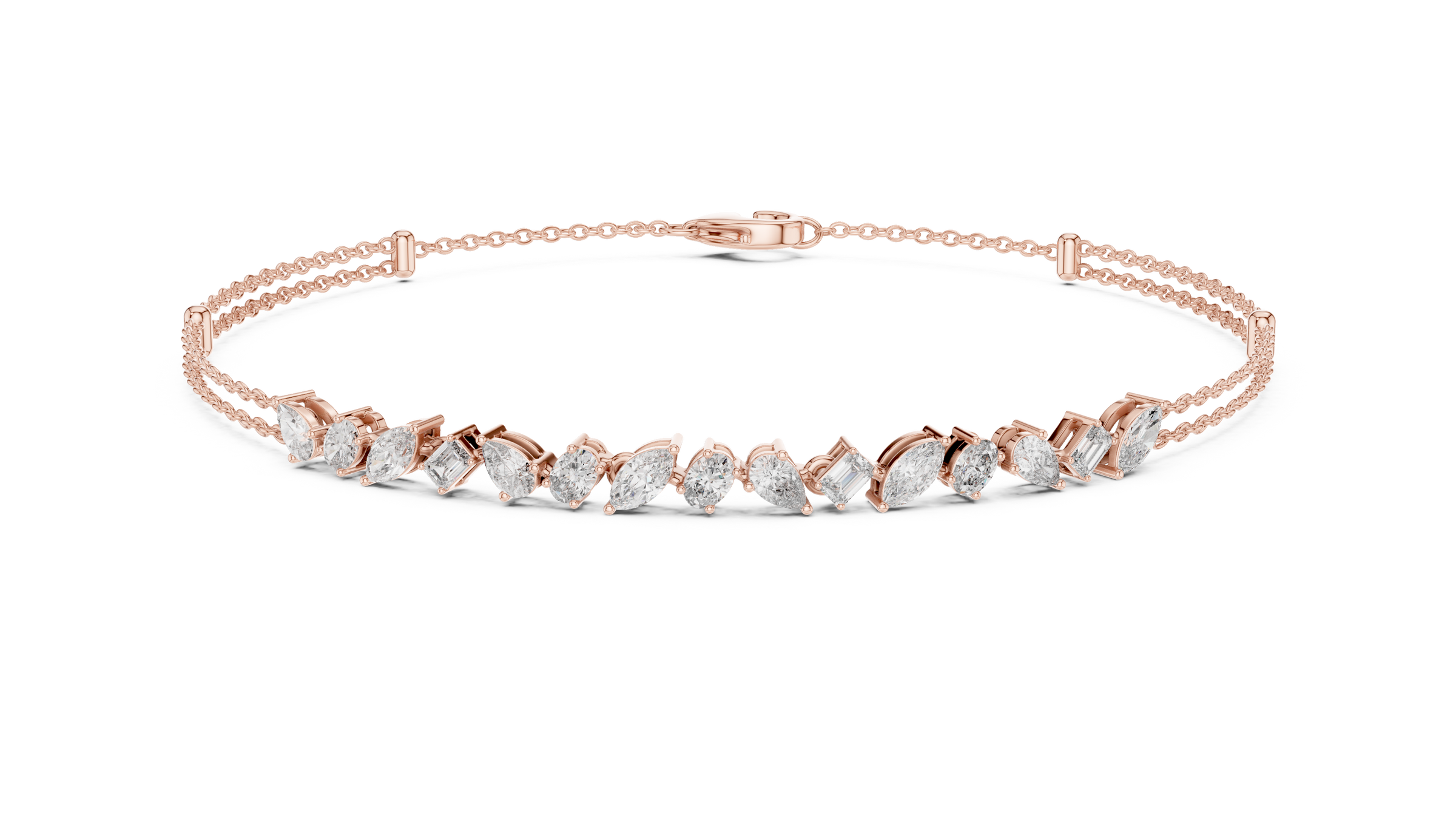 Everyday Mixed Shape Lab-Grown Diamond Bracelet in 18K Gold | Pear, Oval, Marquise, Emerald | 1.5 Carat