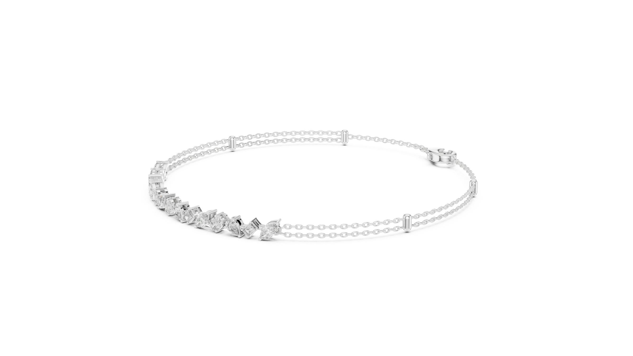 Everyday Mixed Shape Lab-Grown Diamond Bracelet in 18K Gold | Pear, Oval, Marquise, Emerald | 1.5 Carat