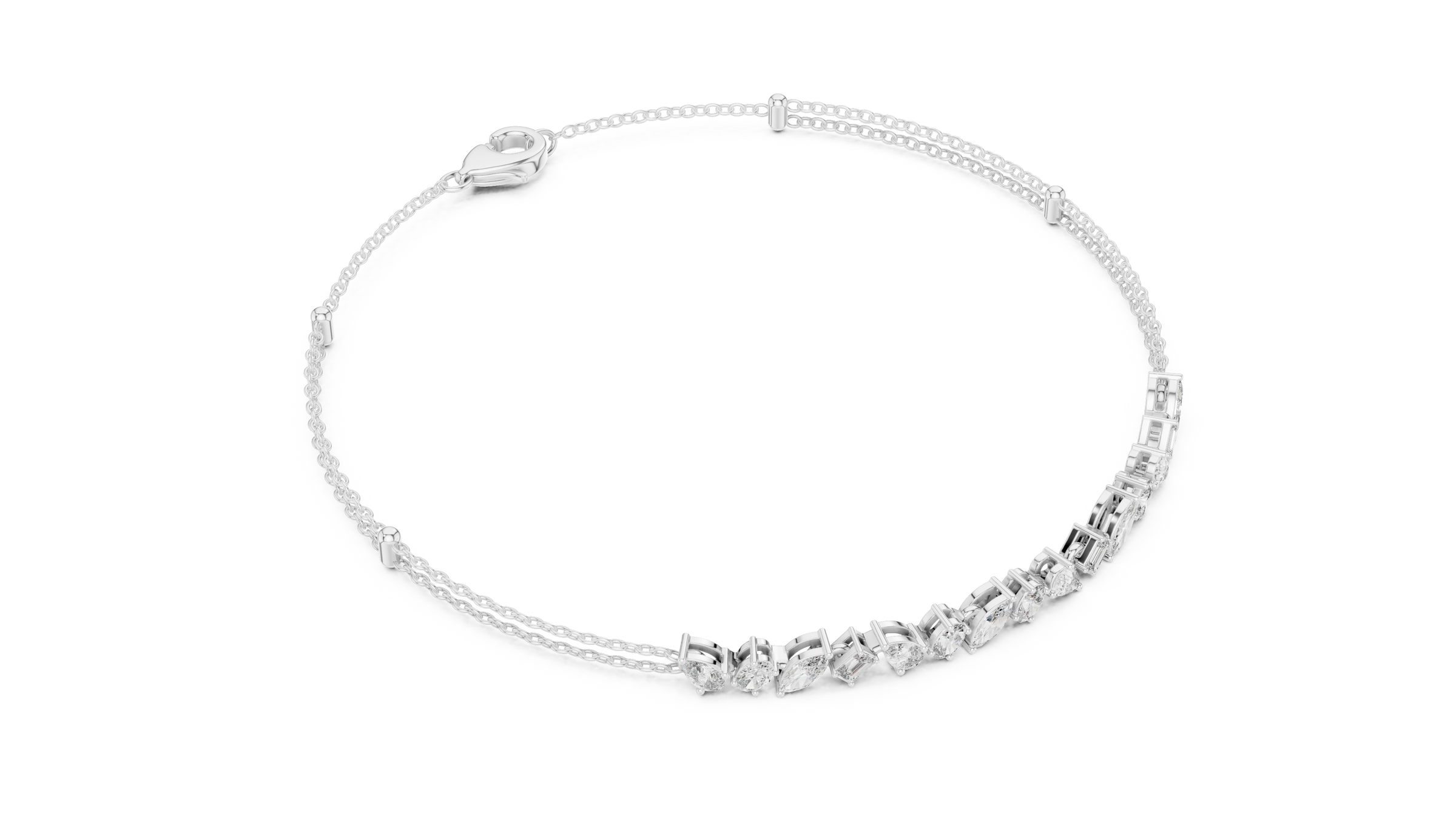 Everyday Mixed Shape Lab-Grown Diamond Bracelet in 18K Gold | Pear, Oval, Marquise, Emerald | 1.5 Carat