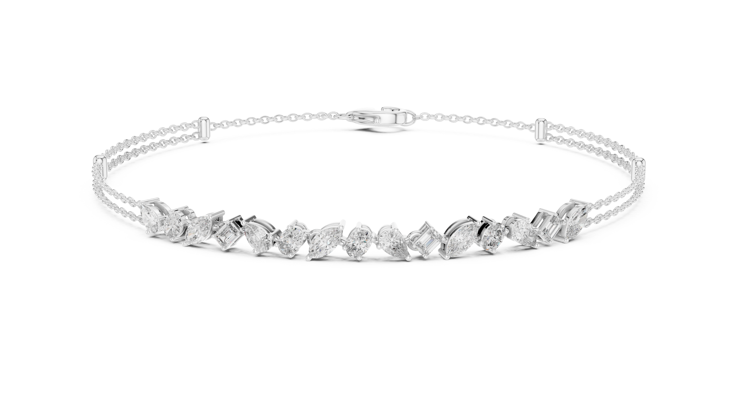 Everyday Mixed Shape Lab-Grown Diamond Bracelet in 18K Gold | Pear, Oval, Marquise, Emerald | 1.5 Carat