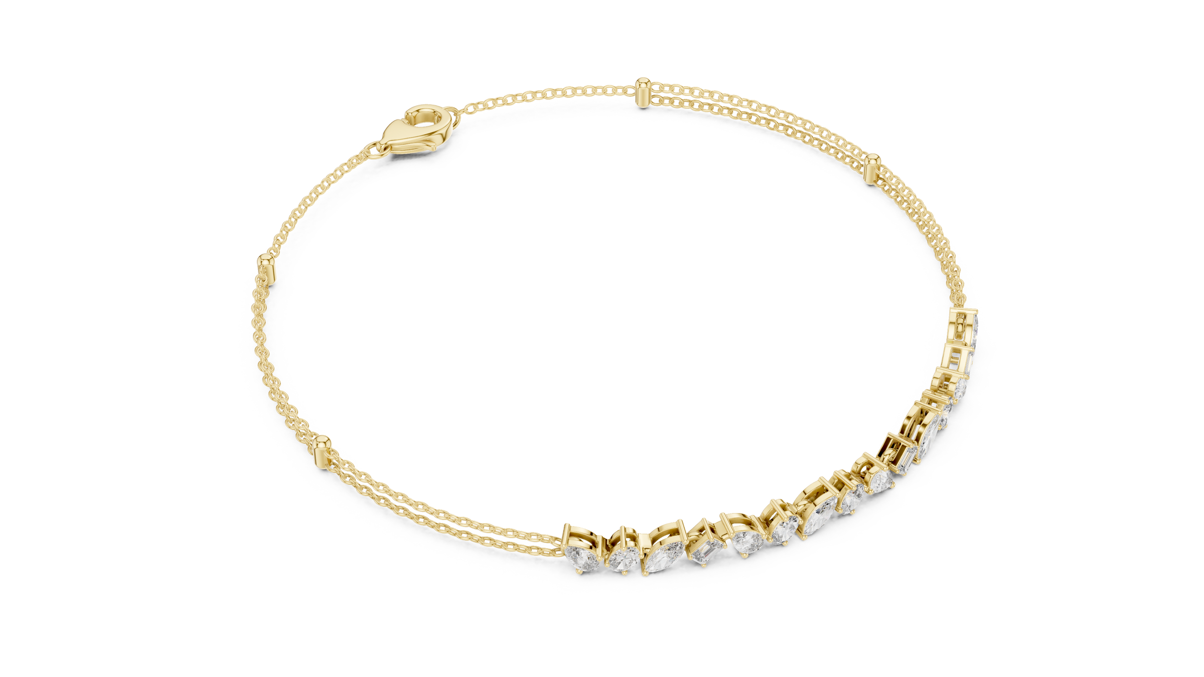 Everyday Mixed Shape Lab-Grown Diamond Bracelet in 18K Gold | Pear, Oval, Marquise, Emerald | 1.5 Carat
