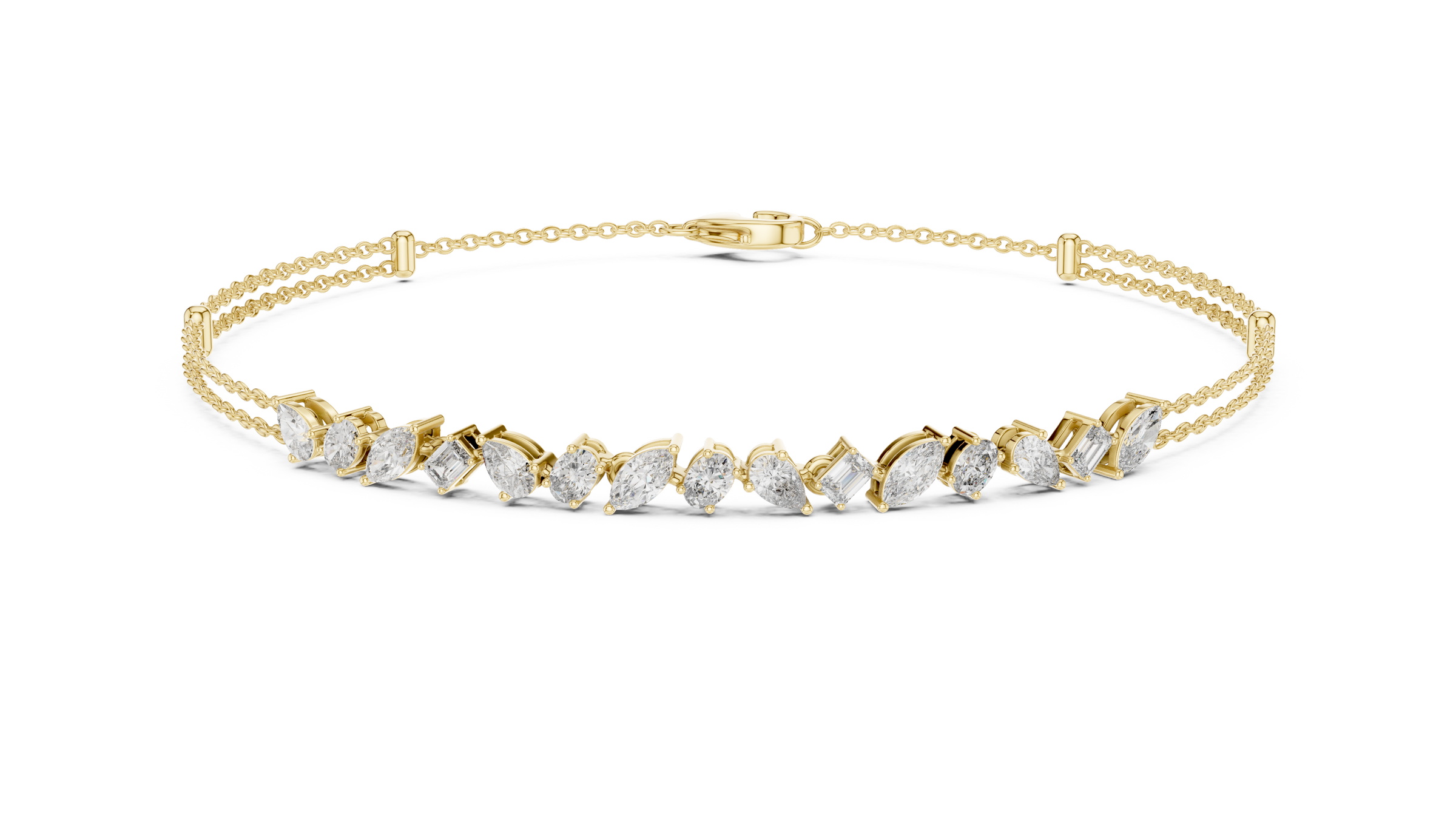 Everyday Mixed Shape Lab-Grown Diamond Bracelet in 18K Gold | Pear, Oval, Marquise, Emerald | 1.5 Carat