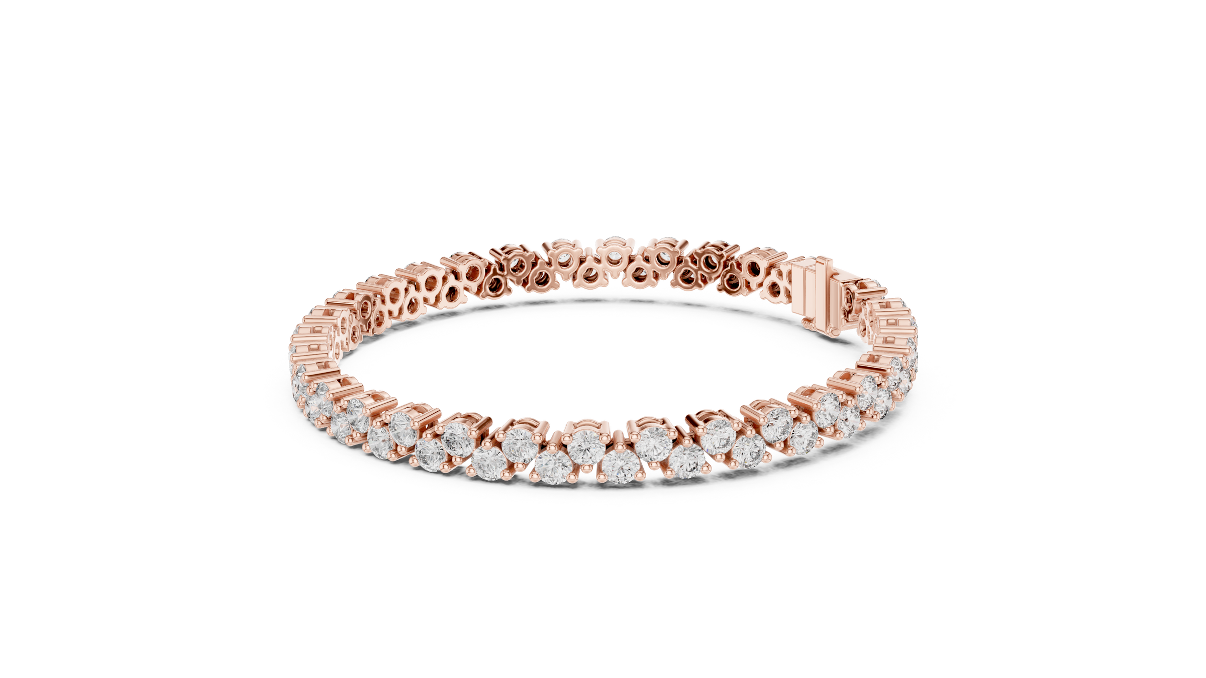 Double Row Round Lab-Grown Diamond Bracelet in 18K Gold | 6 Carat