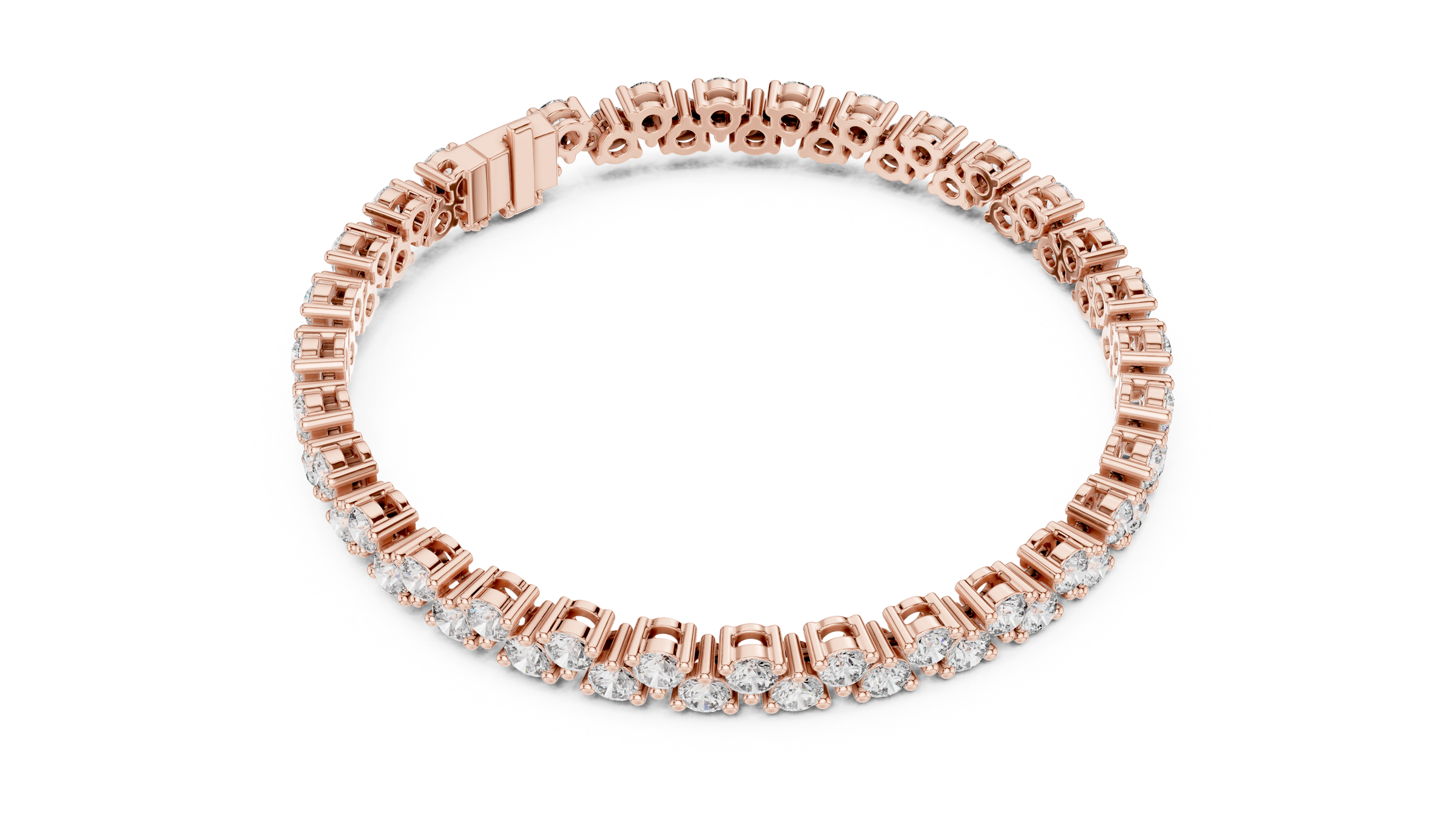 Double Row Round Lab-Grown Diamond Bracelet in 18K Gold | 6 Carat