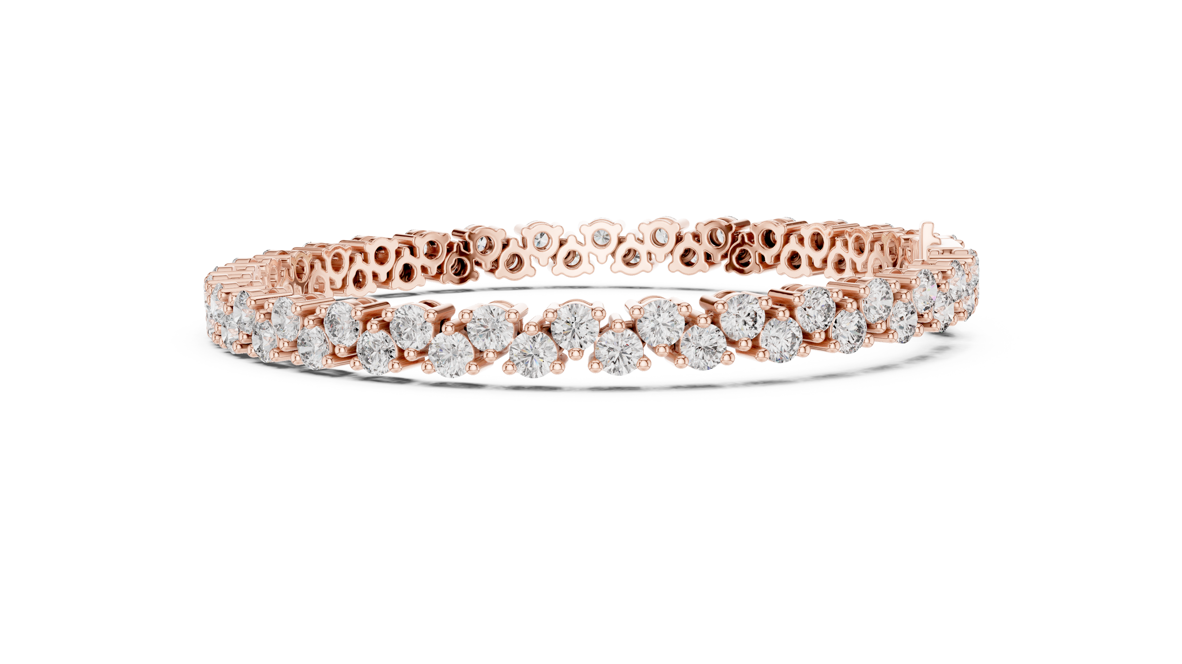 Double Row Round Lab-Grown Diamond Bracelet in 18K Gold | 6 Carat