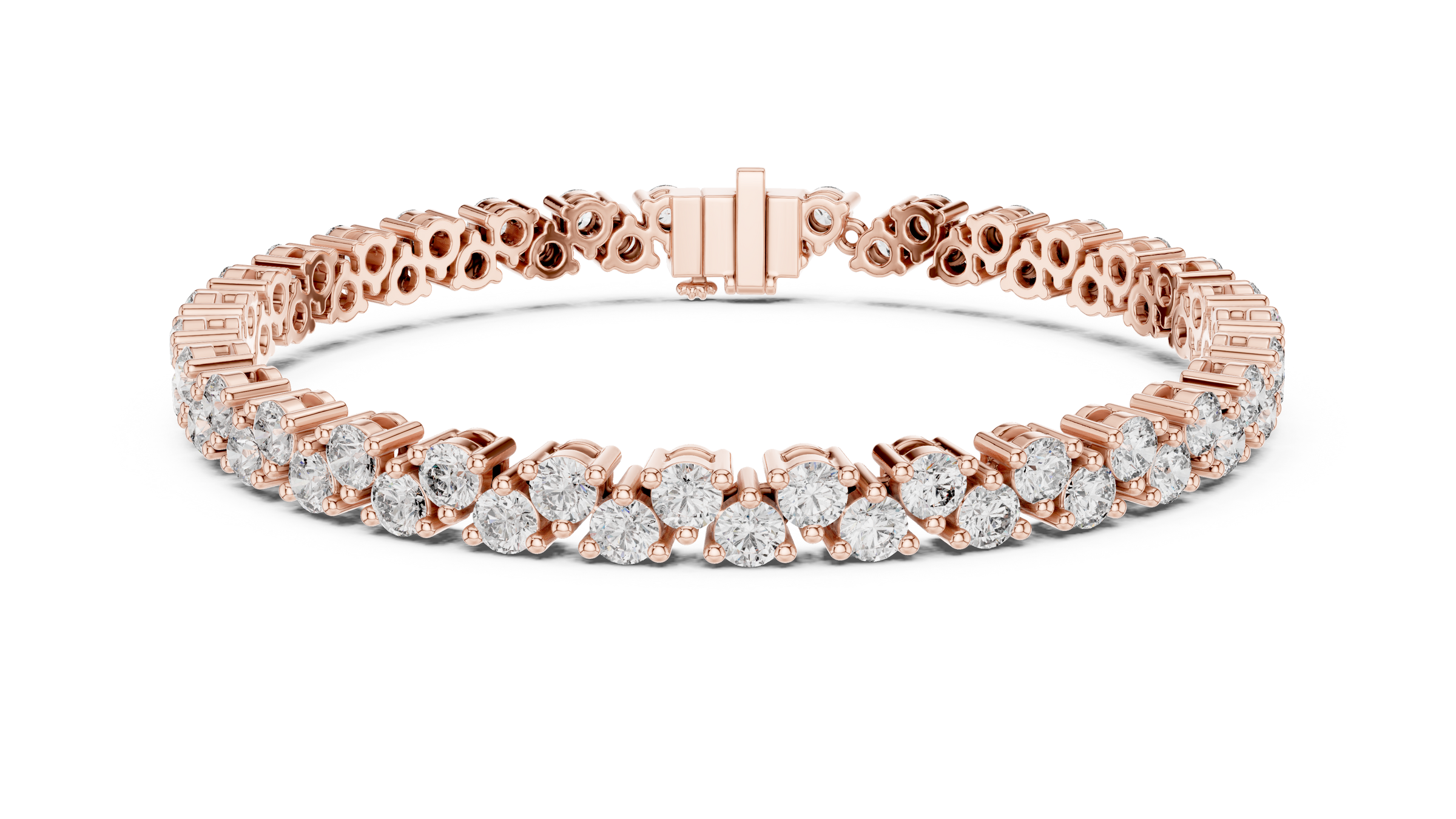 Double Row Round Lab-Grown Diamond Bracelet in 18K Gold | 6 Carat