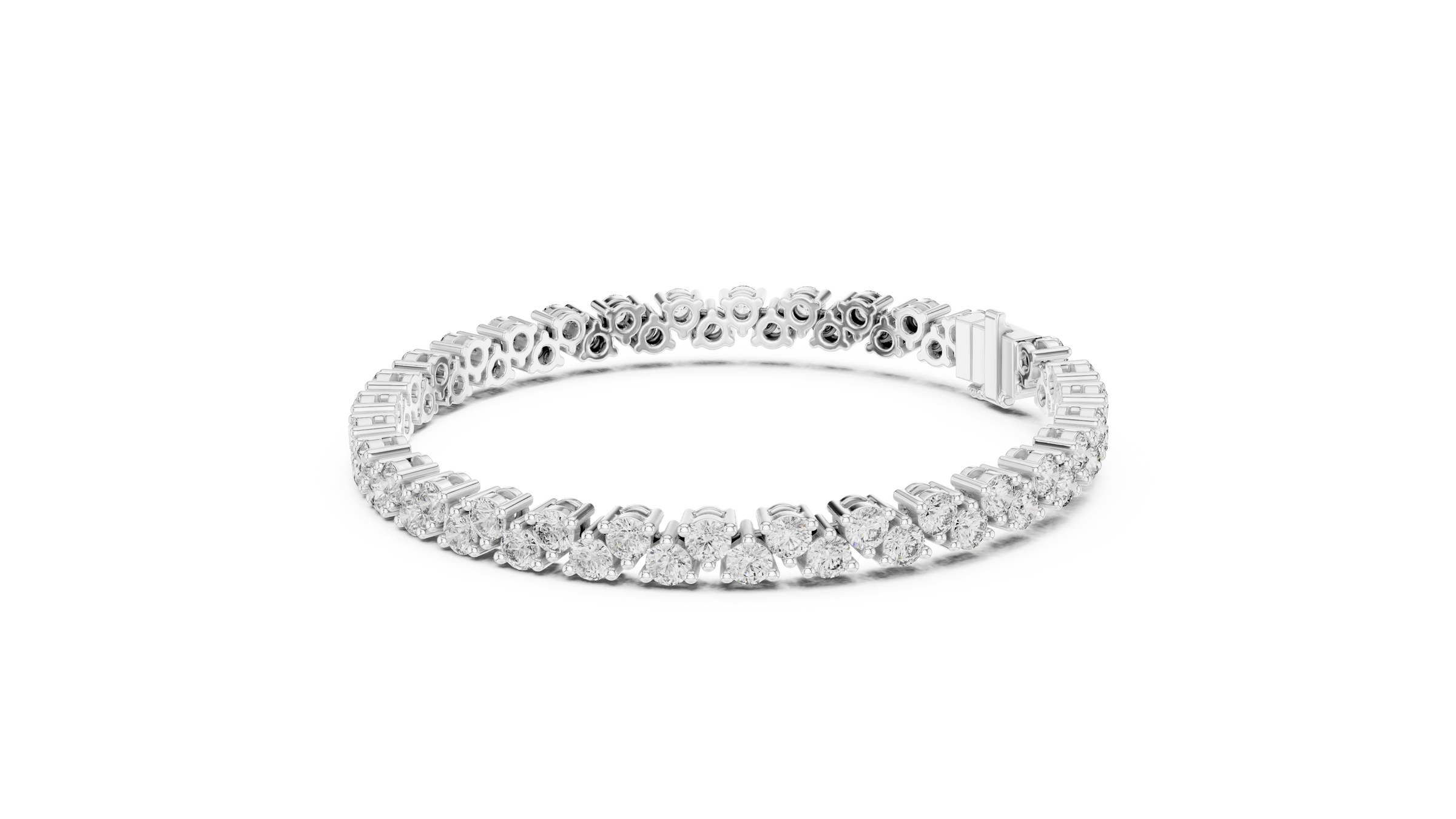 Double Row Round Lab-Grown Diamond Bracelet in 18K Gold | 6 Carat