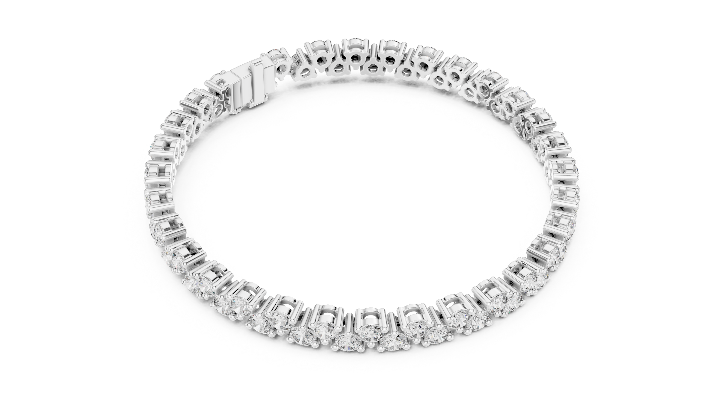 Double Row Round Lab-Grown Diamond Bracelet in 18K Gold | 6 Carat