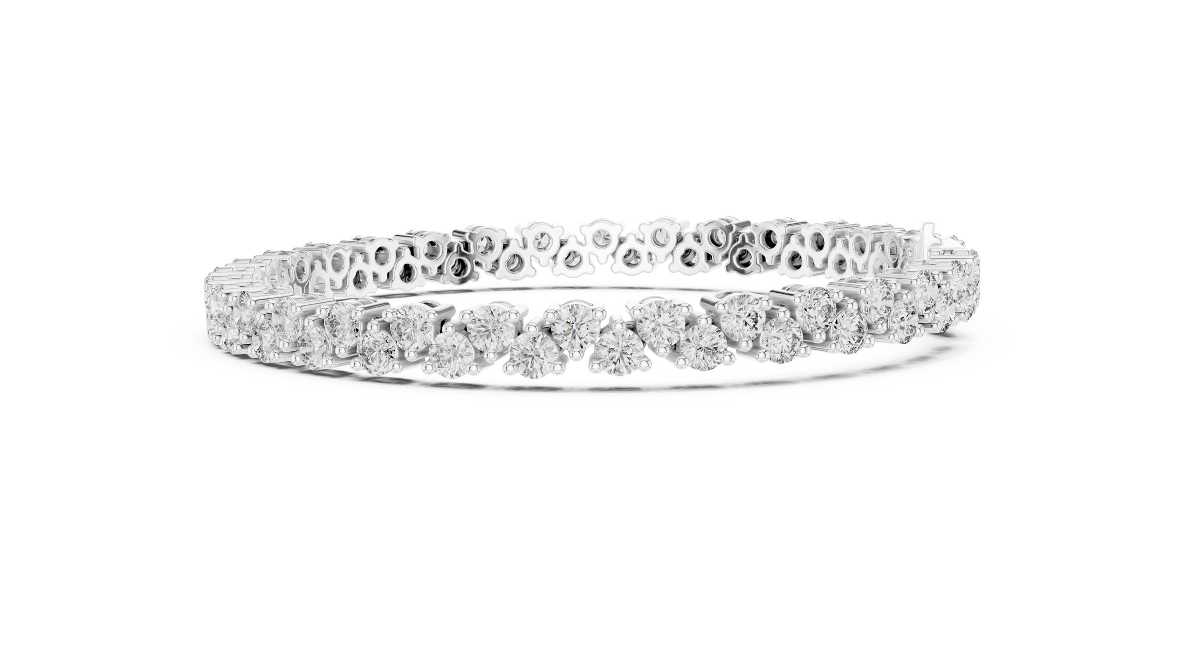 Double Row Round Lab-Grown Diamond Bracelet in 18K Gold | 6 Carat