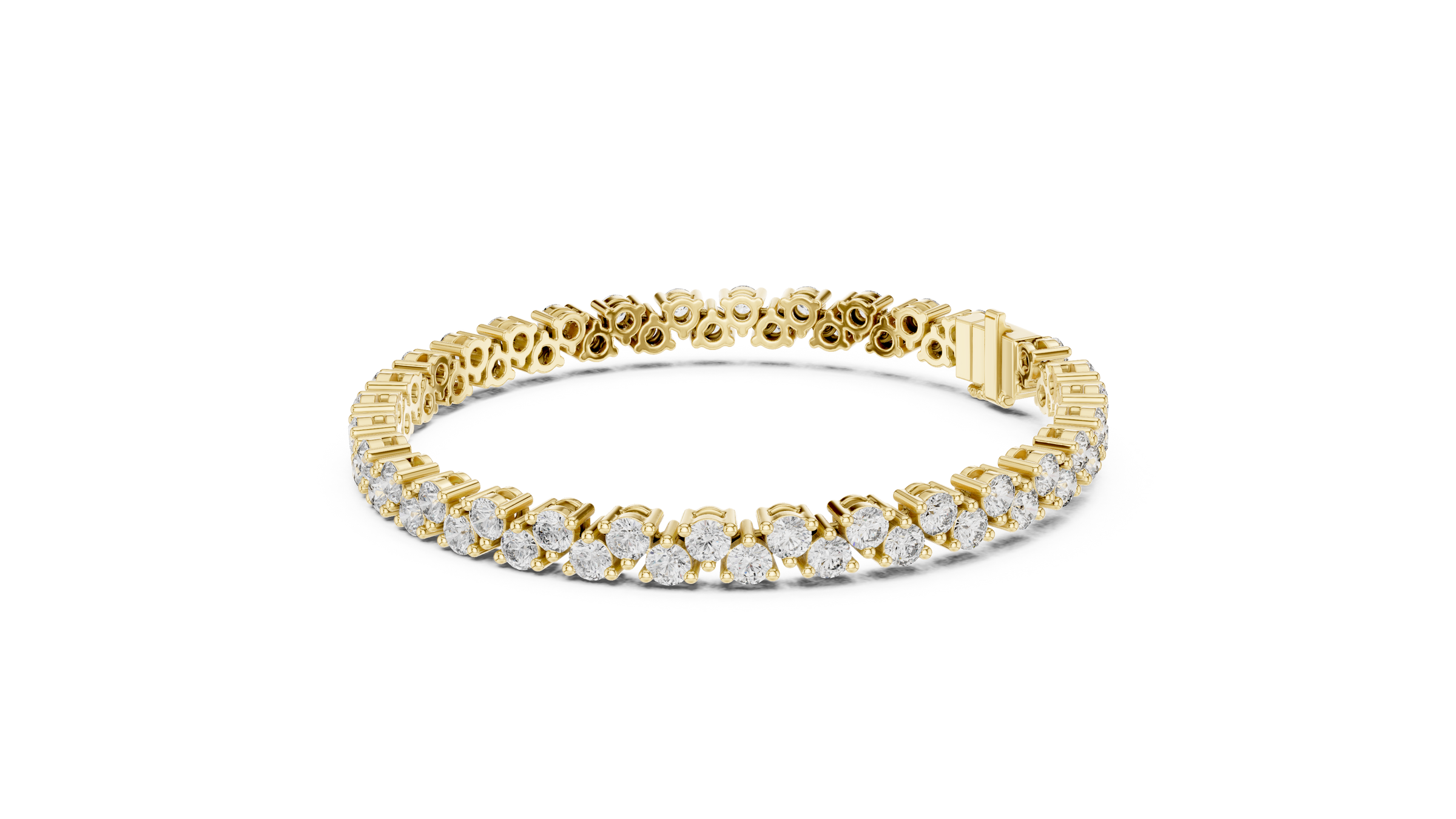Double Row Round Lab-Grown Diamond Bracelet in 18K Gold | 6 Carat