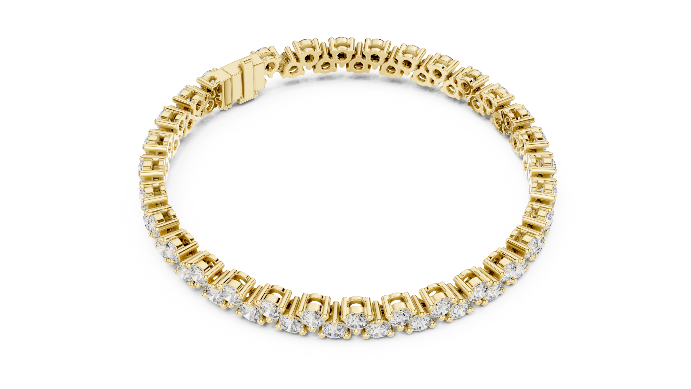 Double Row Round Lab-Grown Diamond Bracelet in 18K Gold | 6 Carat