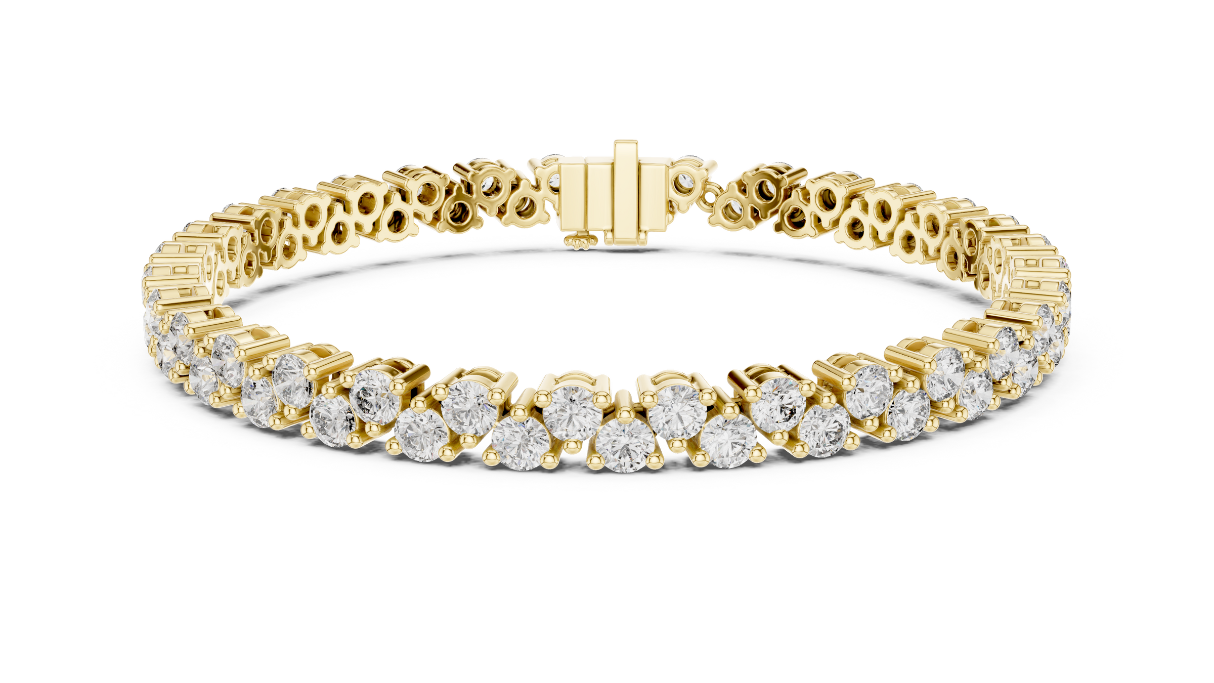 Double Row Round Lab-Grown Diamond Bracelet in 18K Gold | 6 Carat