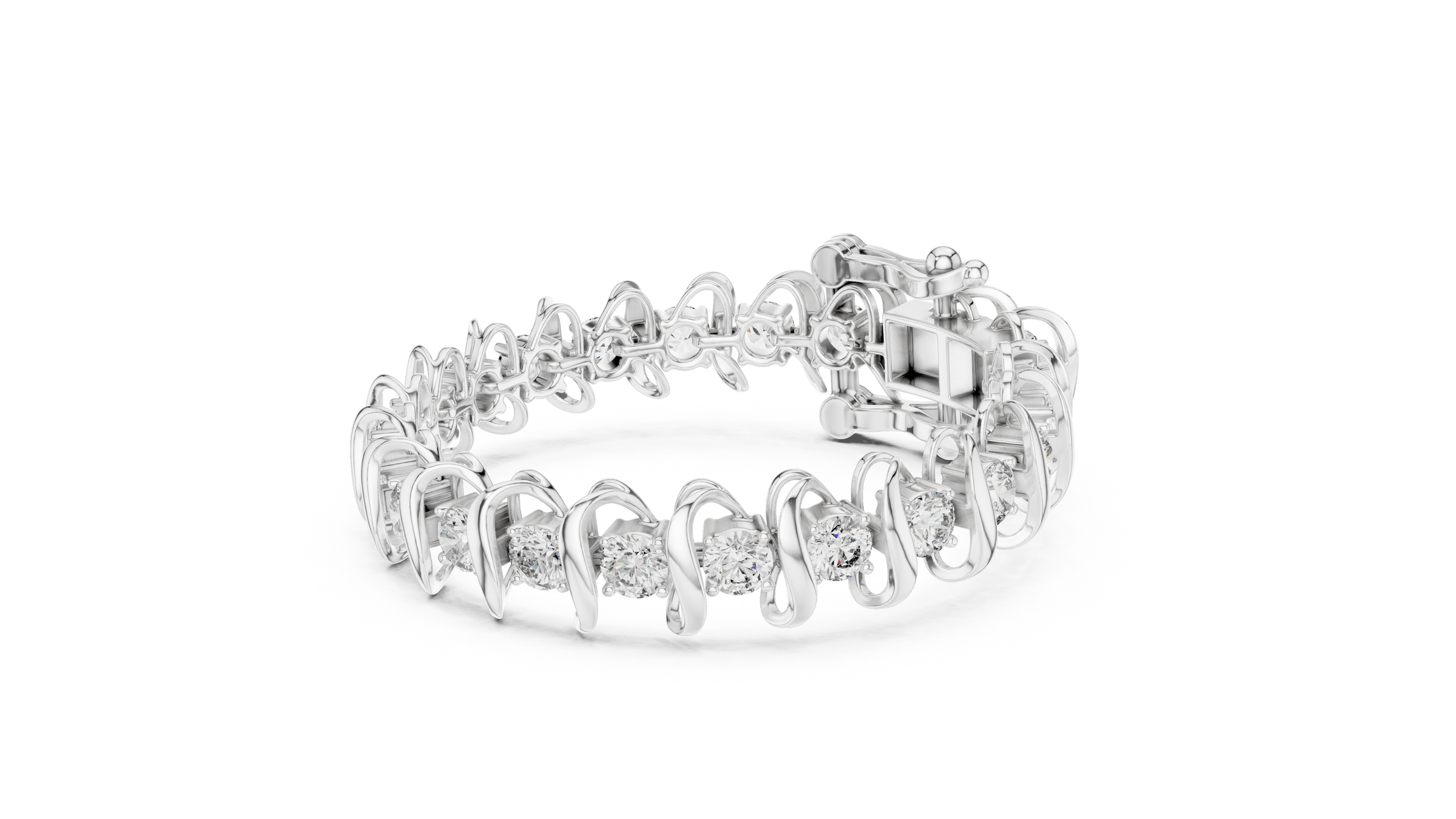Sculpted Wave Lab-Grown Diamond Bracelet in 18K Gold | 11 Carat
