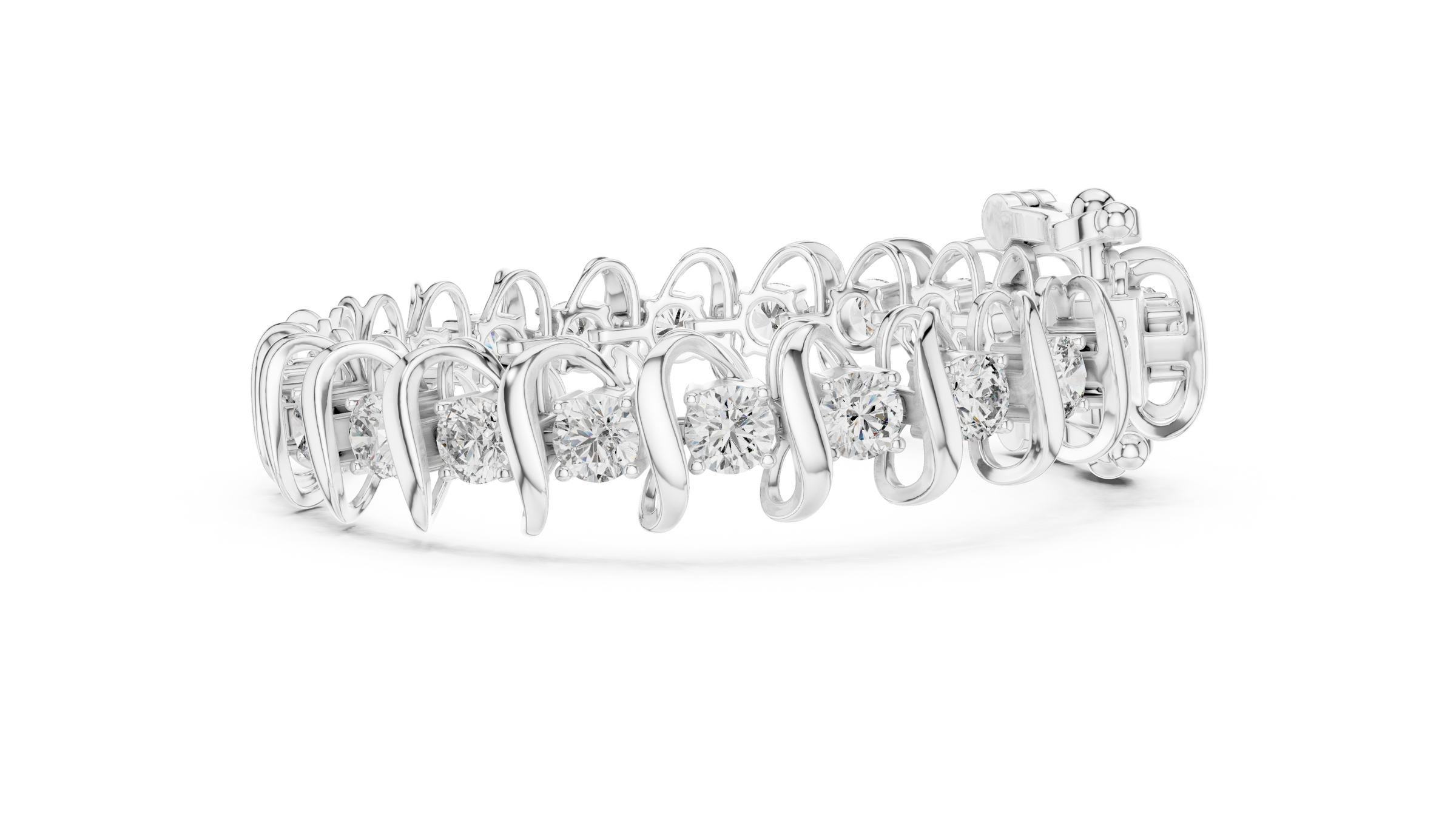 Sculpted Wave Lab-Grown Diamond Bracelet in 18K Gold | 11 Carat