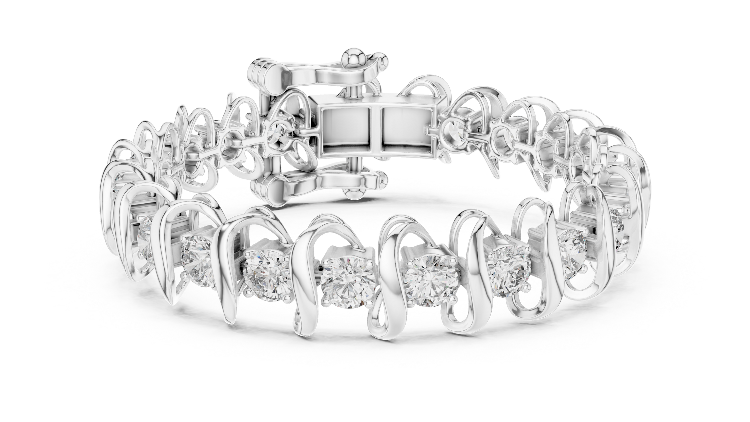Sculpted Wave Lab-Grown Diamond Bracelet in 18K Gold | 11 Carat