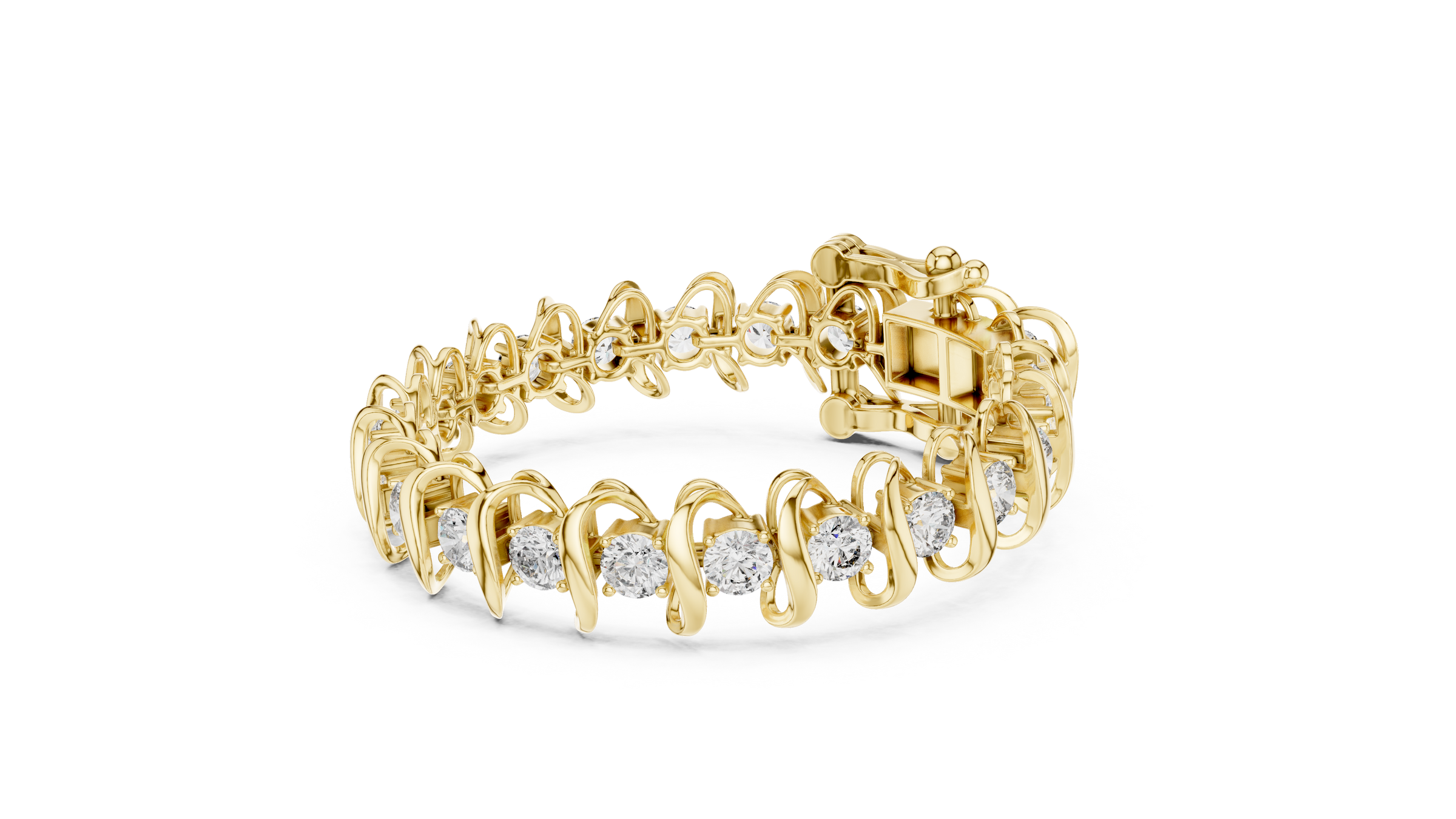 Sculpted Wave Lab-Grown Diamond Bracelet in 18K Gold | 11 Carat
