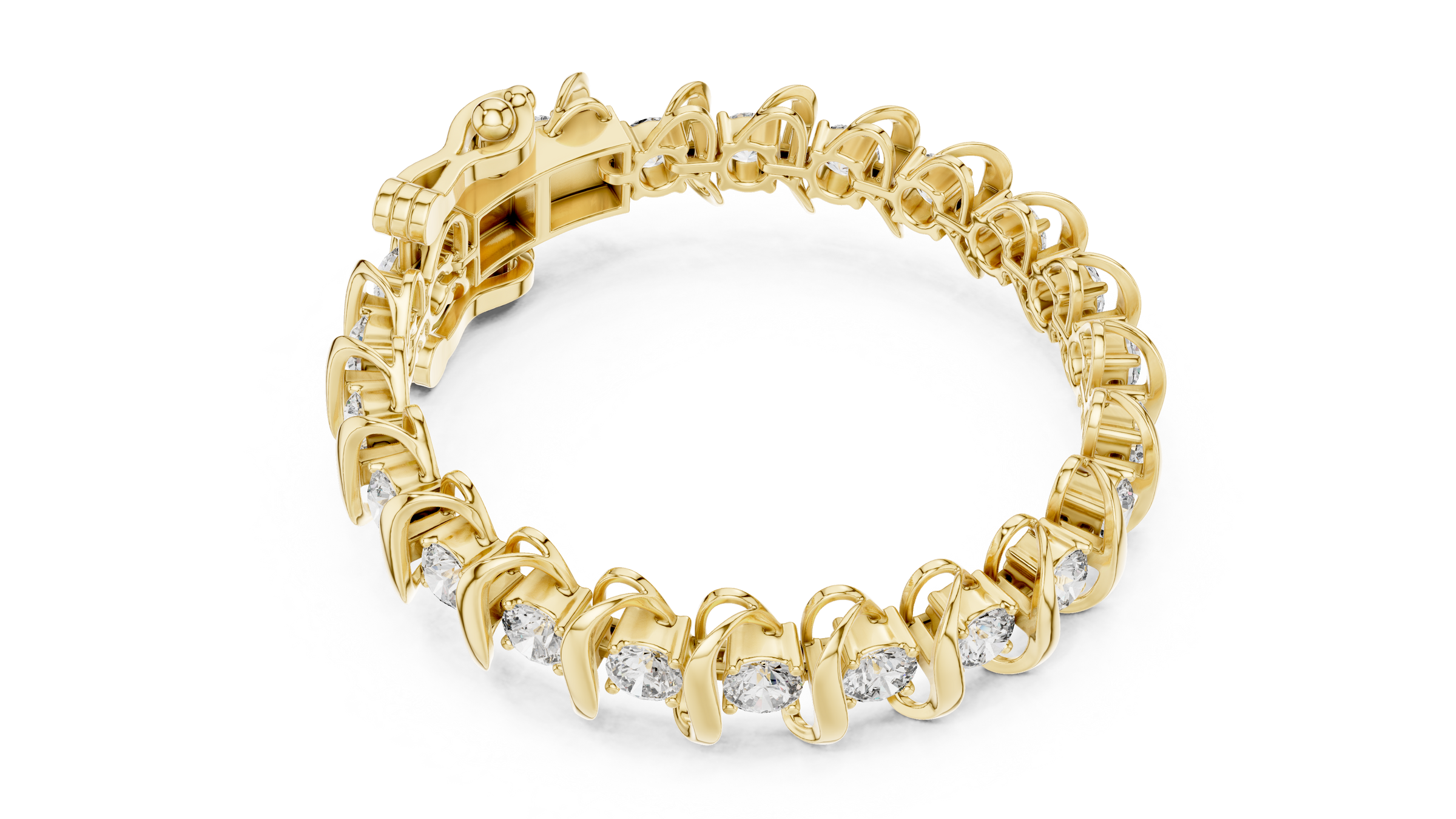 Sculpted Wave Lab-Grown Diamond Bracelet in 18K Gold | 11 Carat