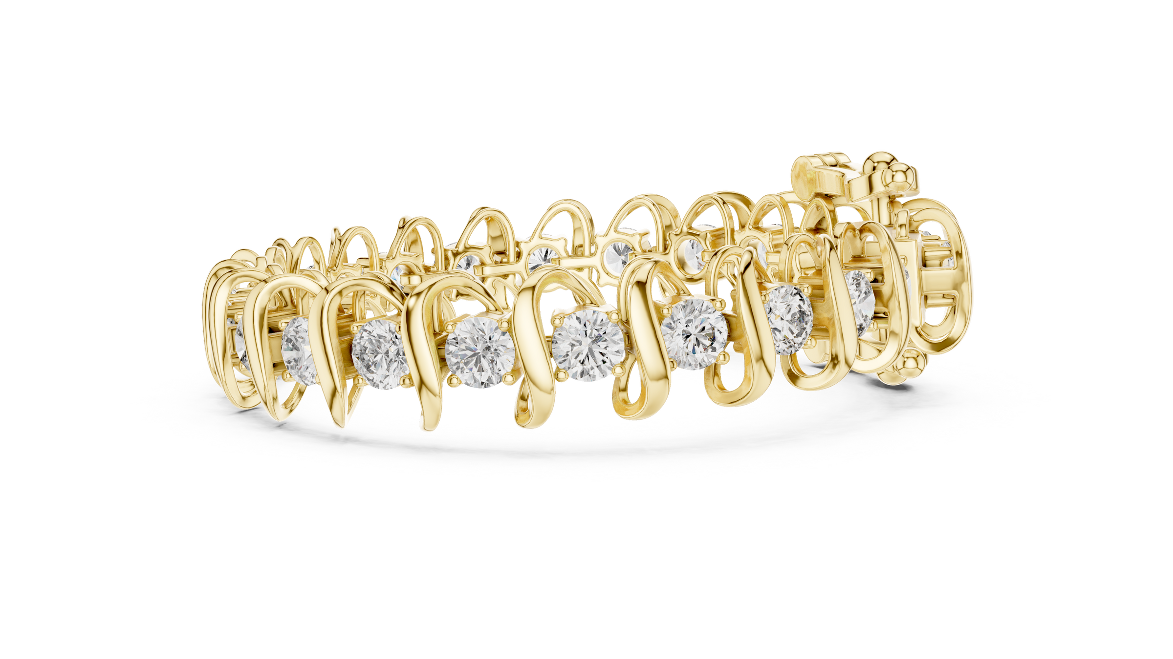 Sculpted Wave Lab-Grown Diamond Bracelet in 18K Gold | 11 Carat
