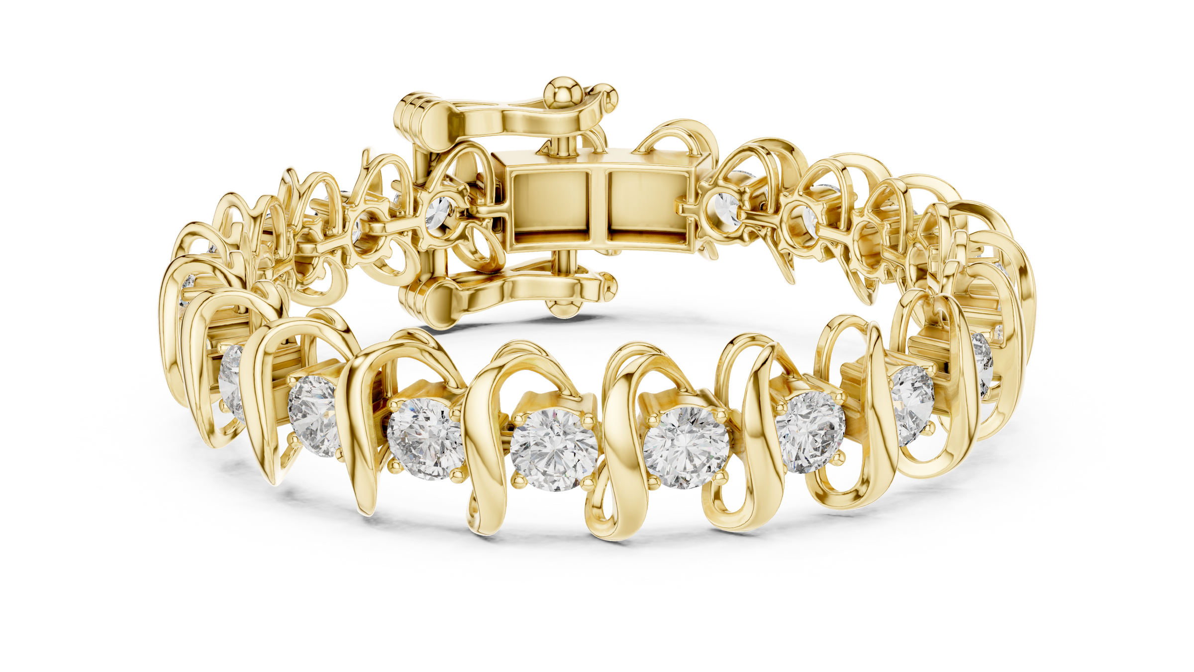 Sculpted Wave Lab-Grown Diamond Bracelet in 18K Gold | 11 Carat