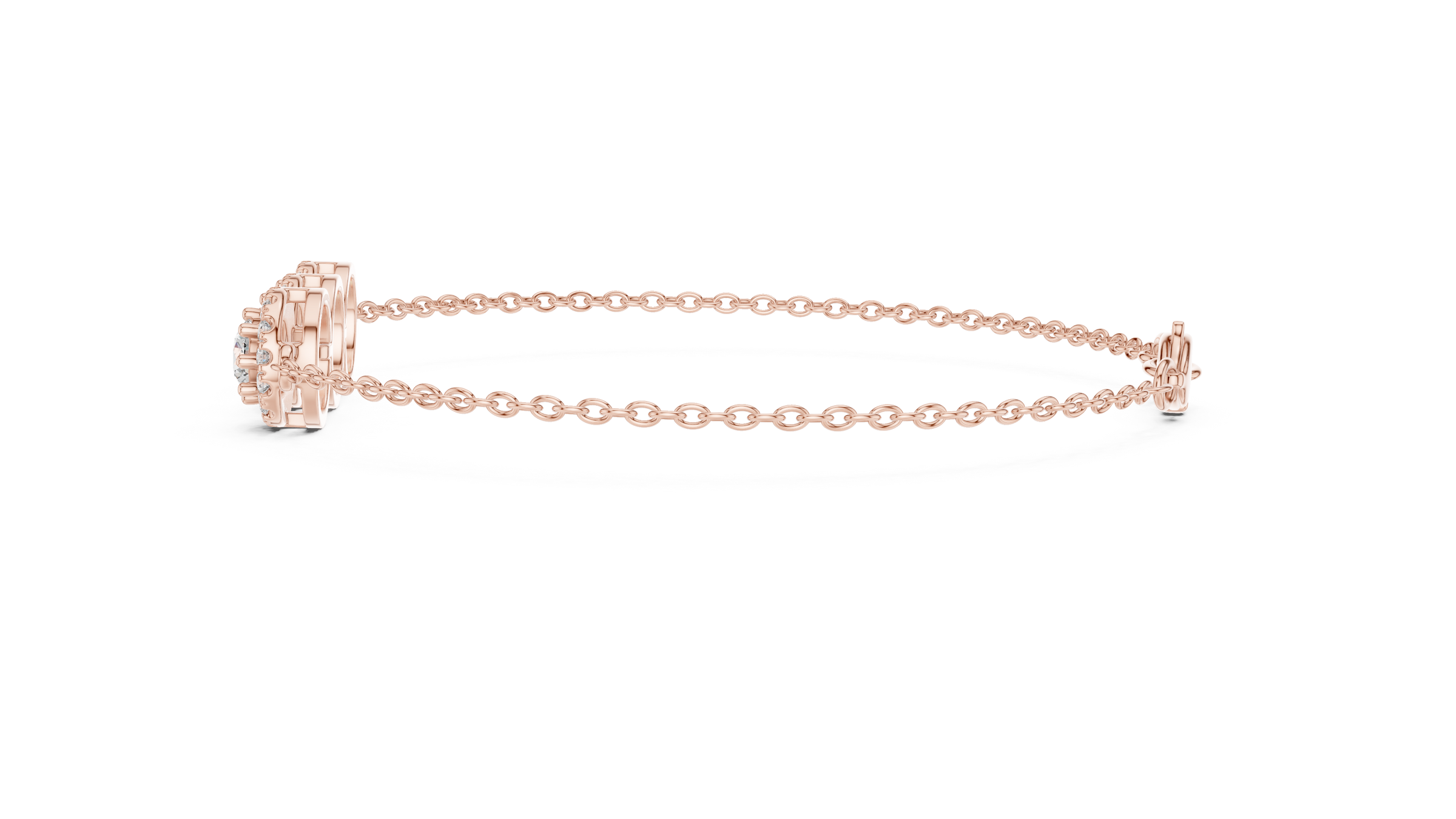 Triple Halo Lab-Grown Diamond Chain Bracelet in 18K Gold | 1 Carat