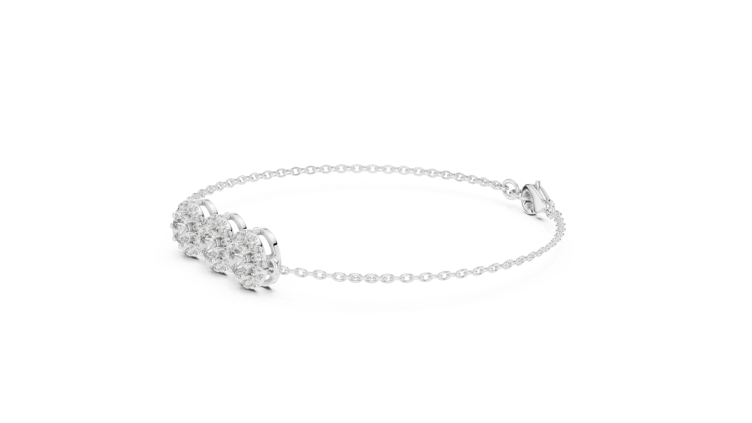 Triple Halo Lab-Grown Diamond Chain Bracelet in 18K Gold | 1 Carat