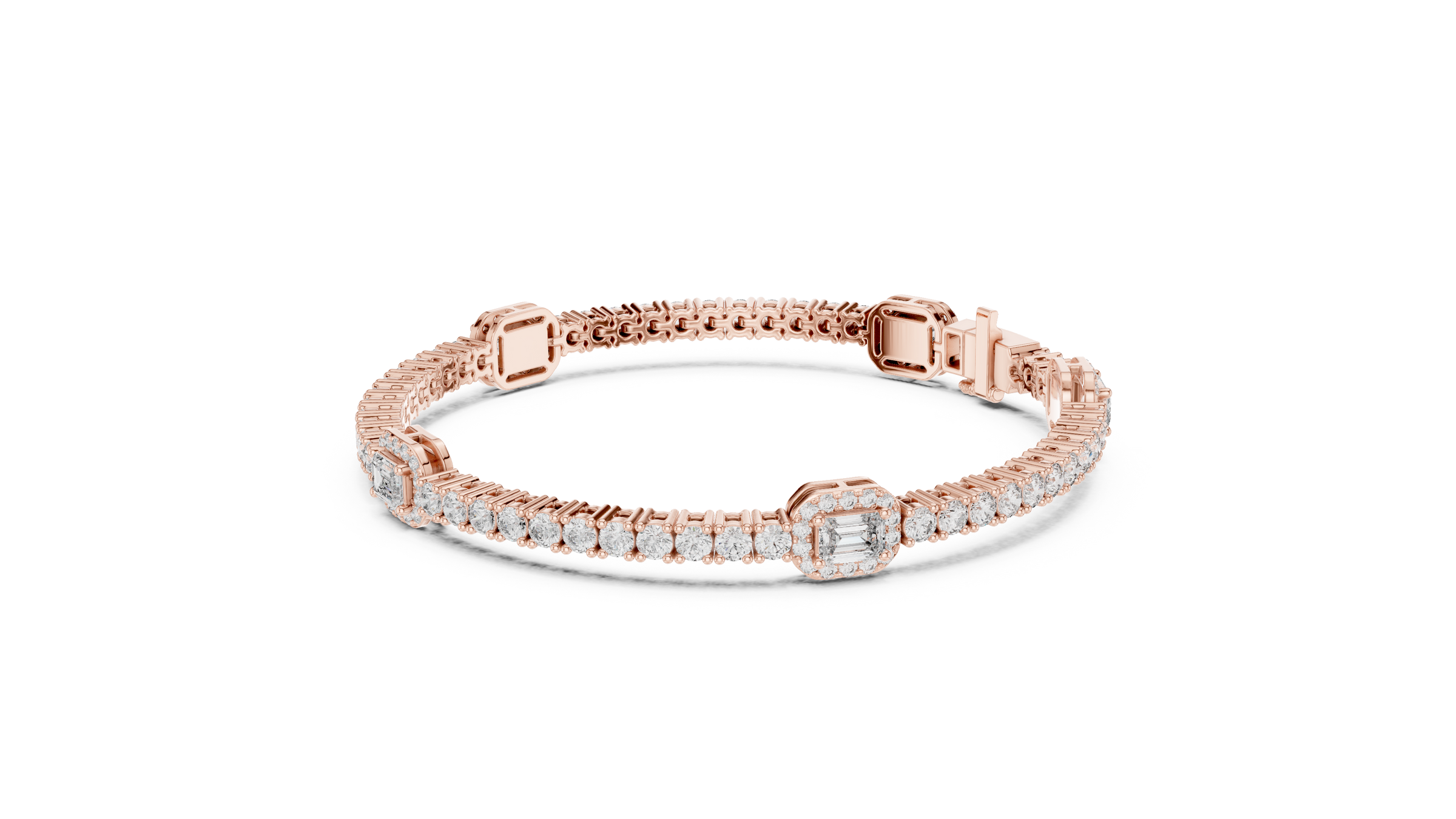 Emerald Accent Lab-Grown Diamond Tennis Bracelet in 18K Gold | 5 Carat