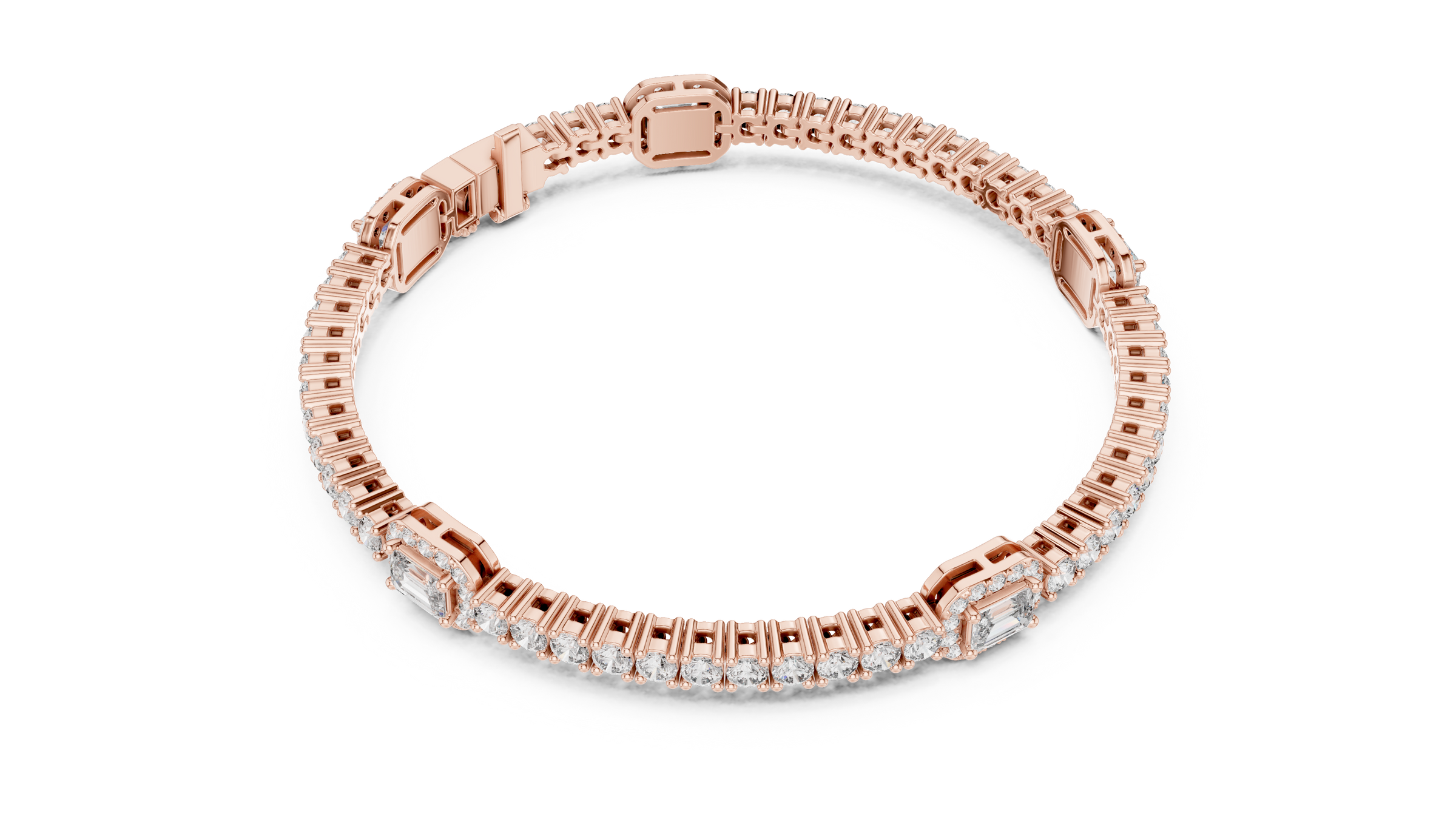 Emerald Accent Lab-Grown Diamond Tennis Bracelet in 18K Gold | 5 Carat