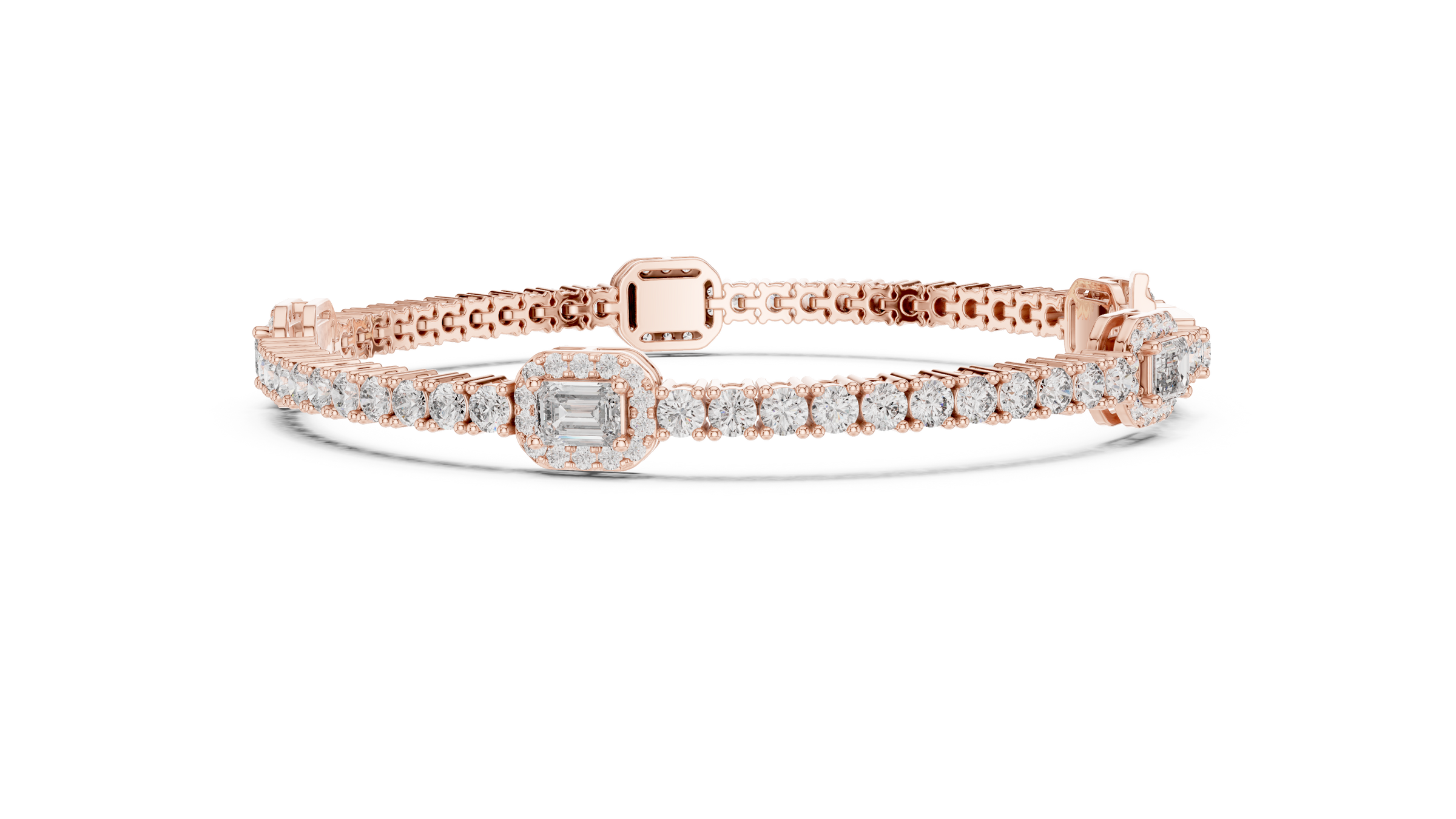 Emerald Accent Lab-Grown Diamond Tennis Bracelet in 18K Gold | 5 Carat
