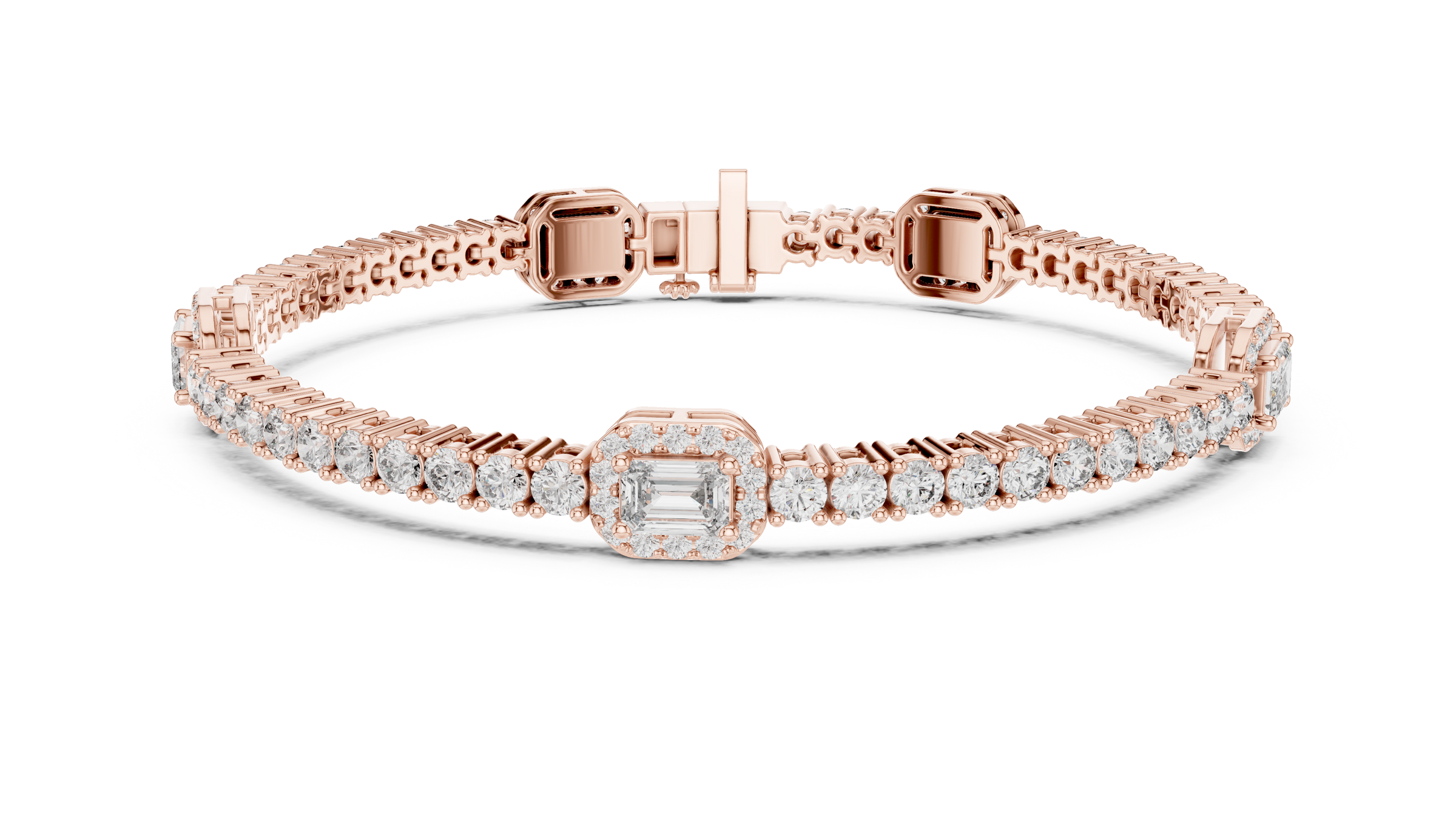 Emerald Accent Lab-Grown Diamond Tennis Bracelet in 18K Gold | 5 Carat