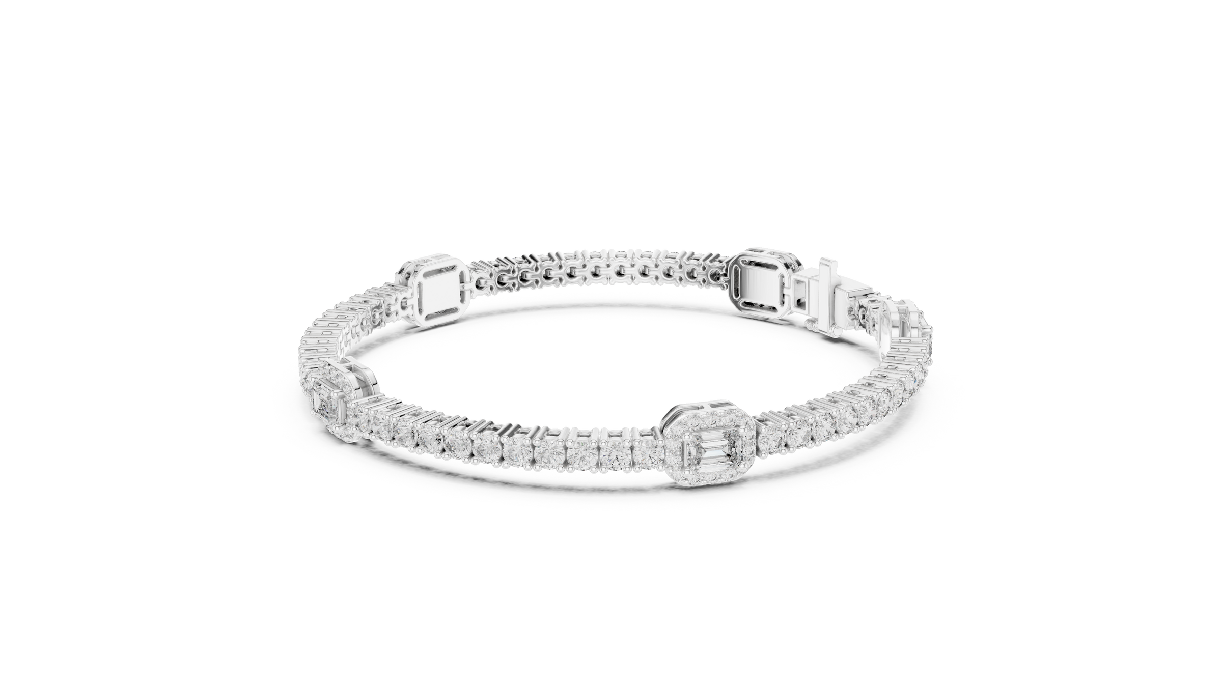 Emerald Accent Lab-Grown Diamond Tennis Bracelet in 18K Gold | 5 Carat