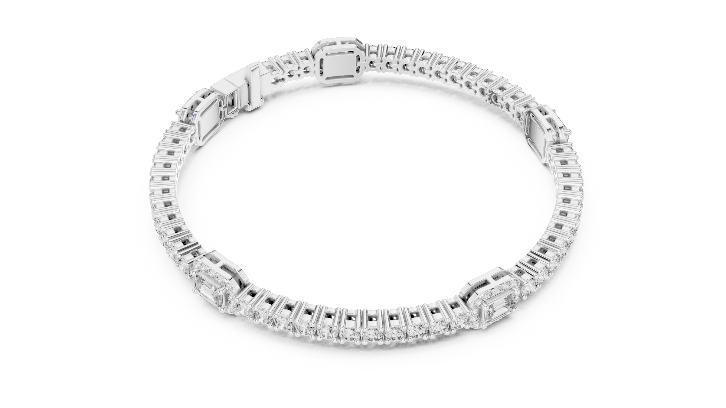Emerald Accent Lab-Grown Diamond Tennis Bracelet in 18K Gold | 5 Carat
