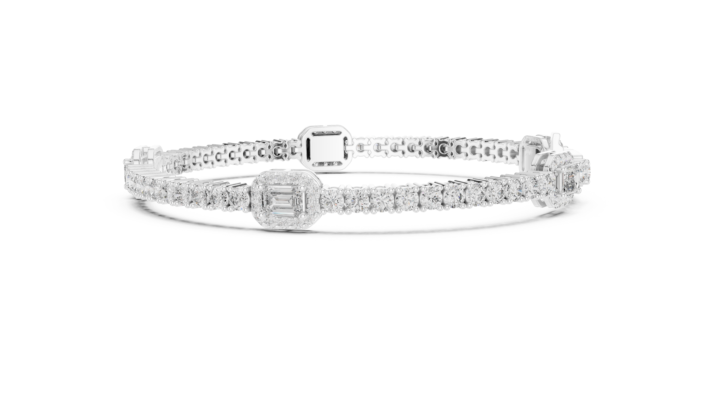 Emerald Accent Lab-Grown Diamond Tennis Bracelet in 18K Gold | 5 Carat