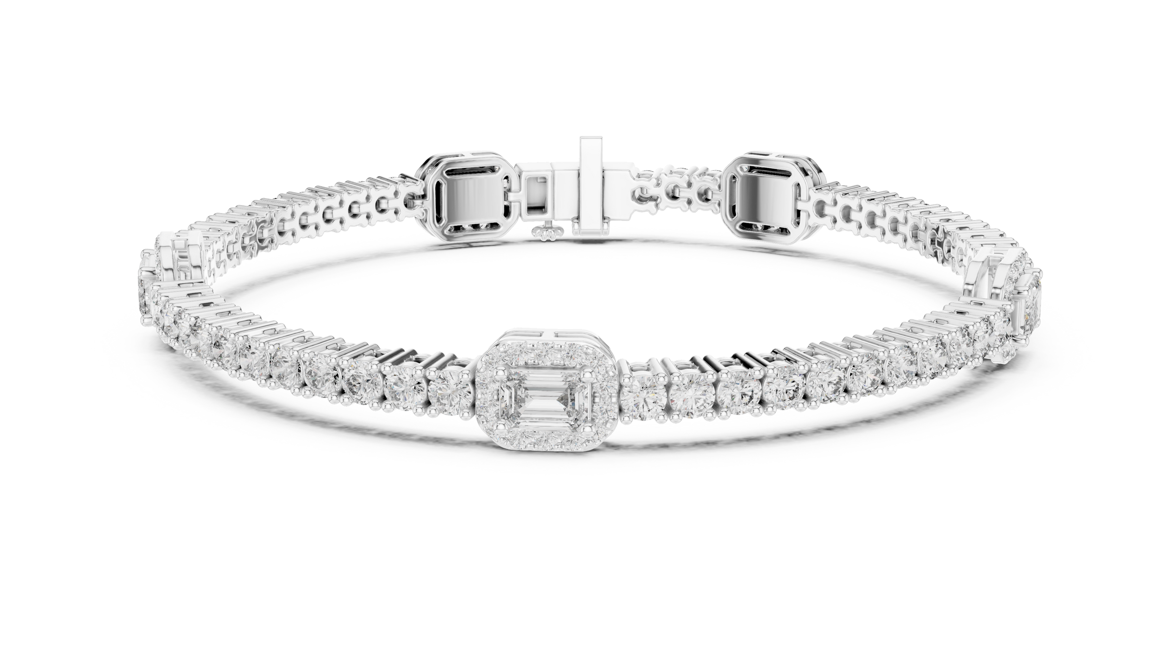 Emerald Accent Lab-Grown Diamond Tennis Bracelet in 18K Gold | 5 Carat