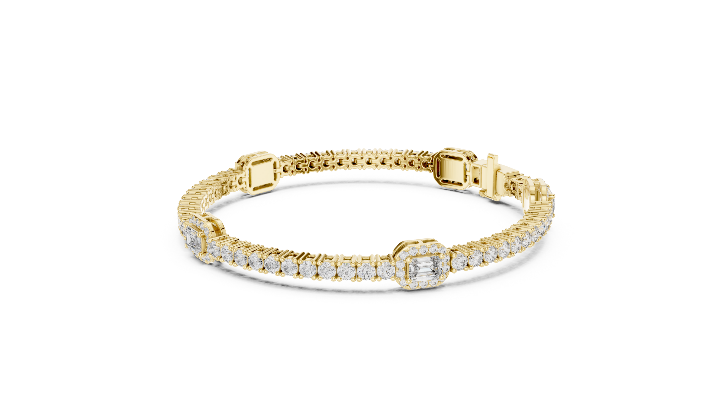 Emerald Accent Lab-Grown Diamond Tennis Bracelet in 18K Gold | 5 Carat