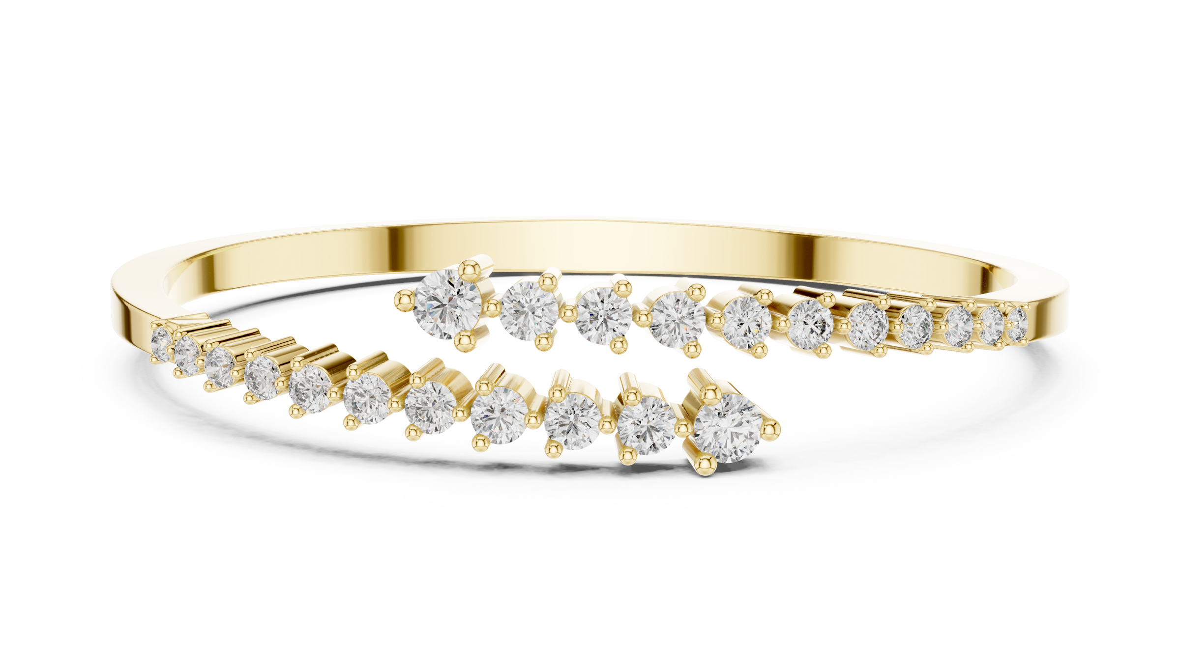 Graduated Diamond Wrap Bangle in 18K Gold | 1.5 Carat