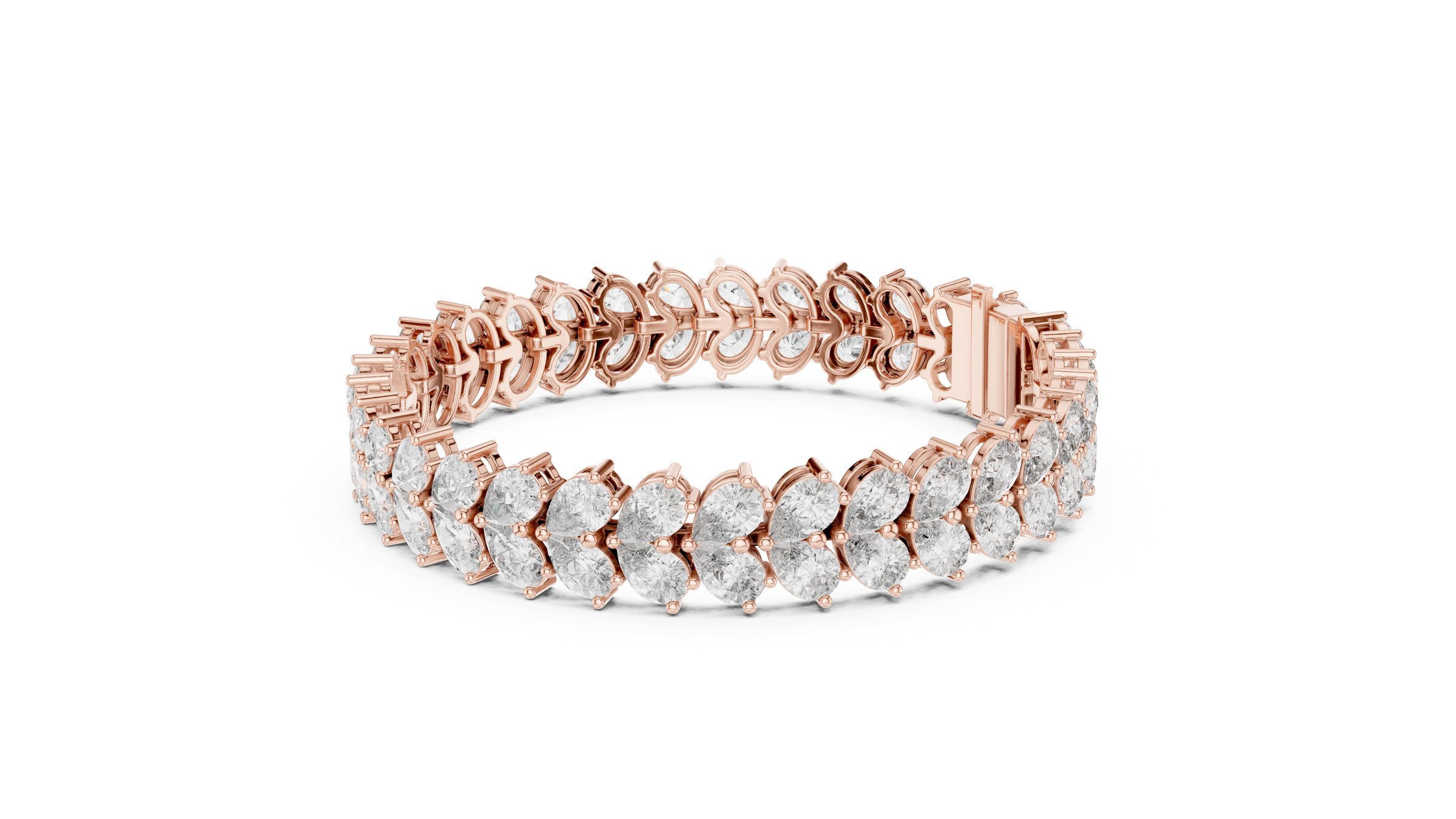 Stunning Pear Shape Double Row Diamond Tennis Bracelet in 18K Gold | 16 Carat