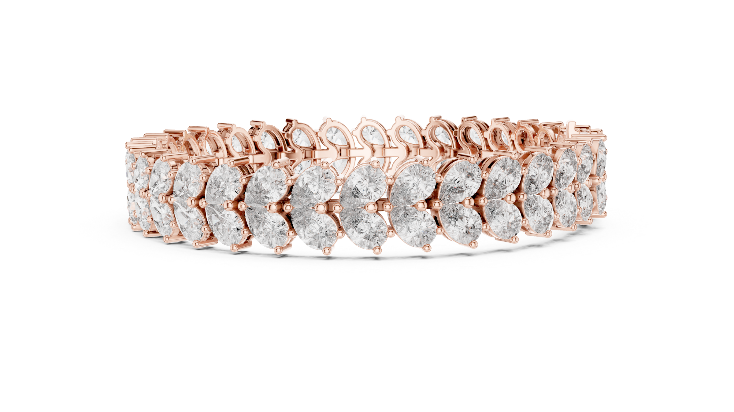 Stunning Pear Shape Double Row Diamond Tennis Bracelet in 18K Gold | 16 Carat