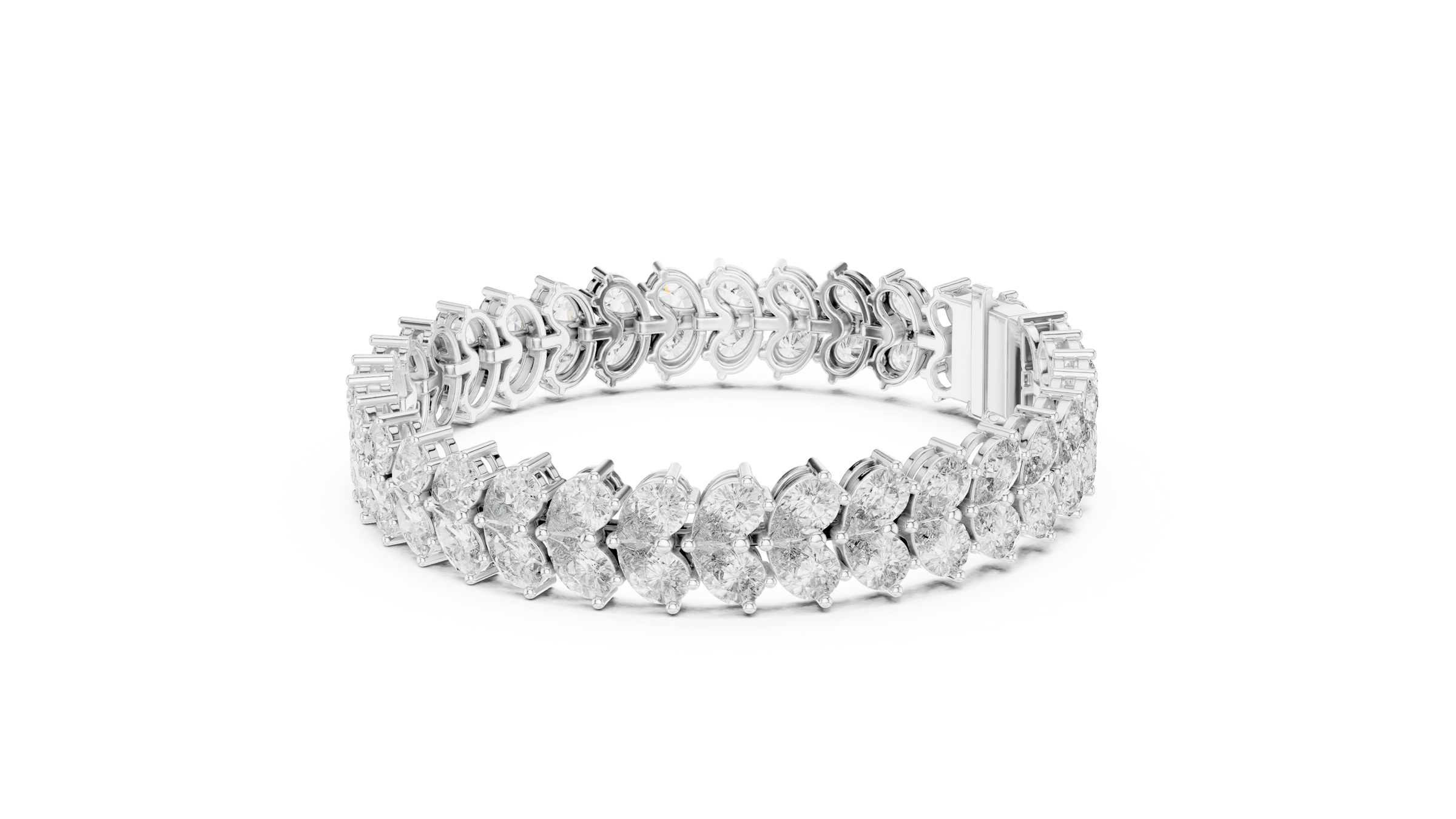 Stunning Pear Shape Double Row Diamond Tennis Bracelet in 18K Gold | 16 Carat