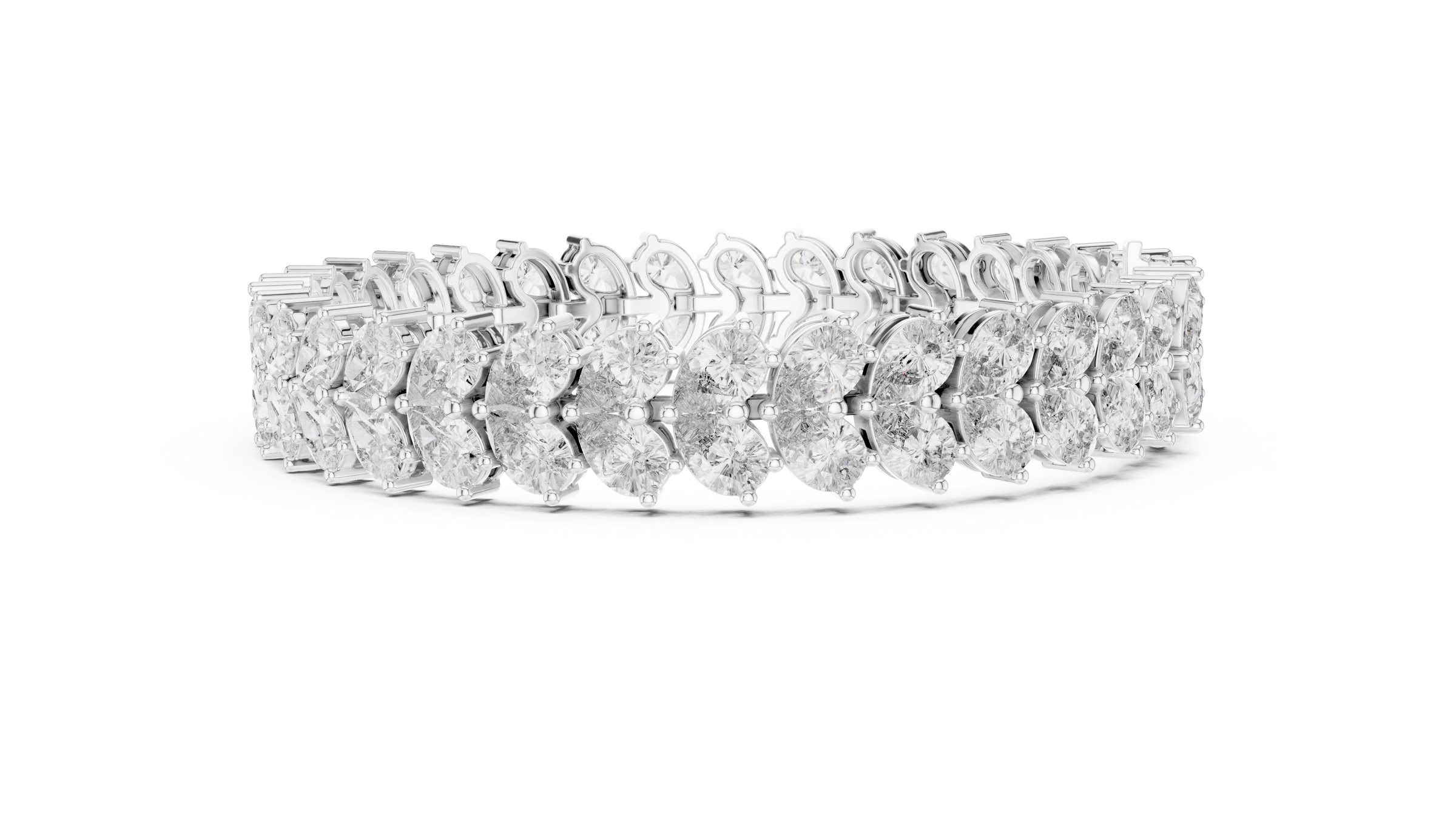 Stunning Pear Shape Double Row Diamond Tennis Bracelet in 18K Gold | 16 Carat