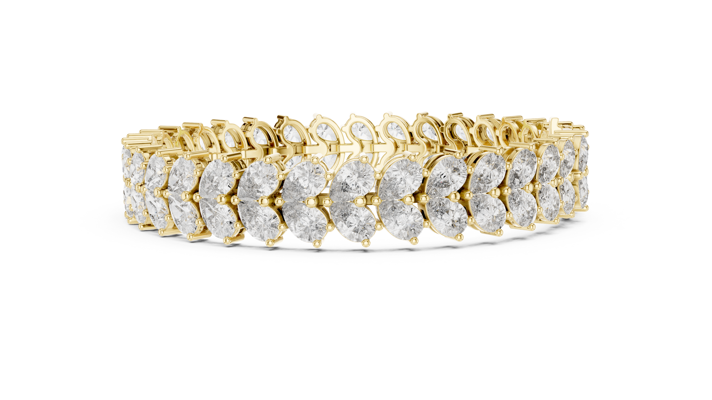 Stunning Pear Shape Double Row Diamond Tennis Bracelet in 18K Gold | 16 Carat