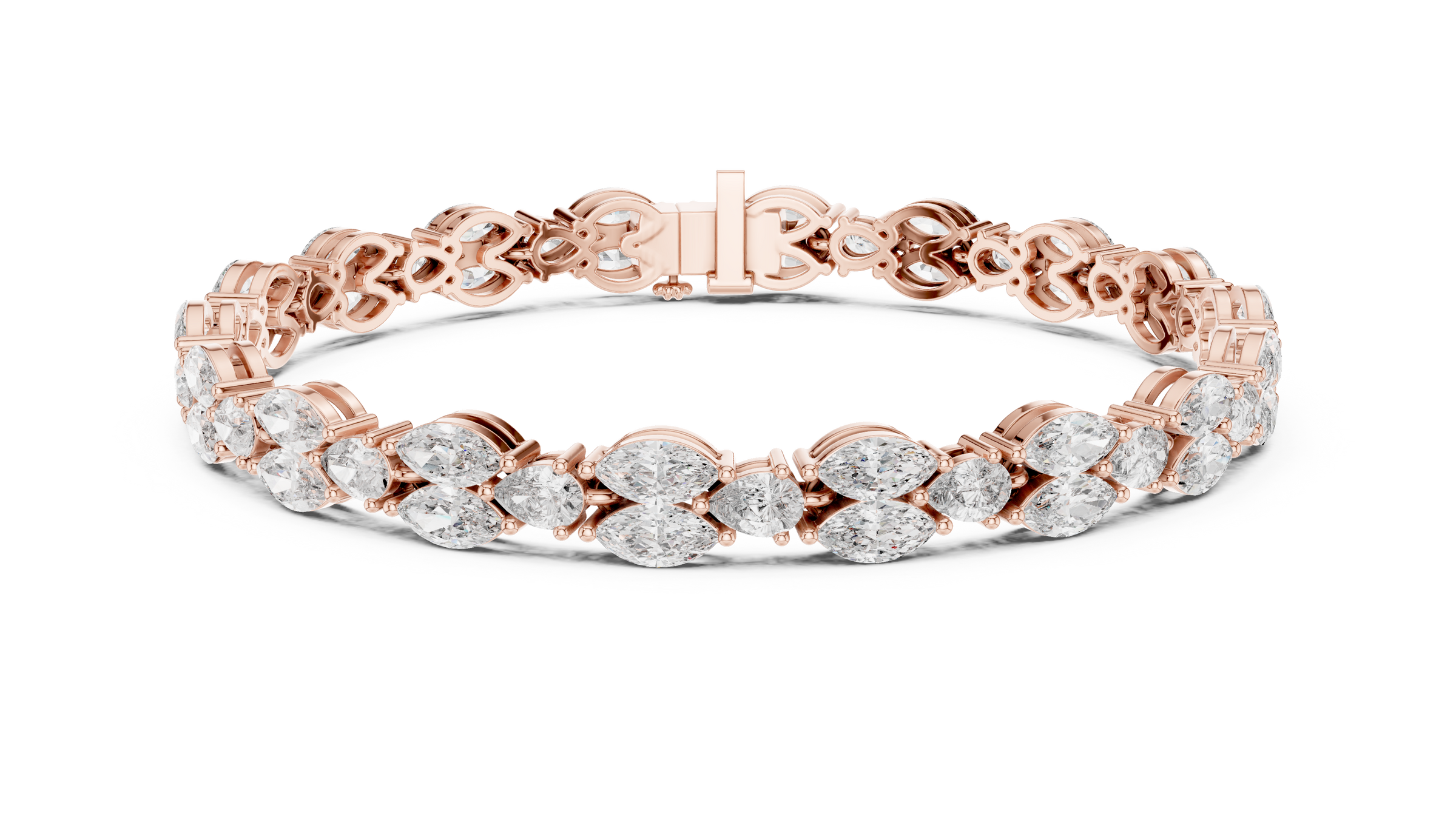 Stunning Marquise & Pear Lab Grown Diamond Tennis Bracelet | 18K Gold | 7.5 Carat