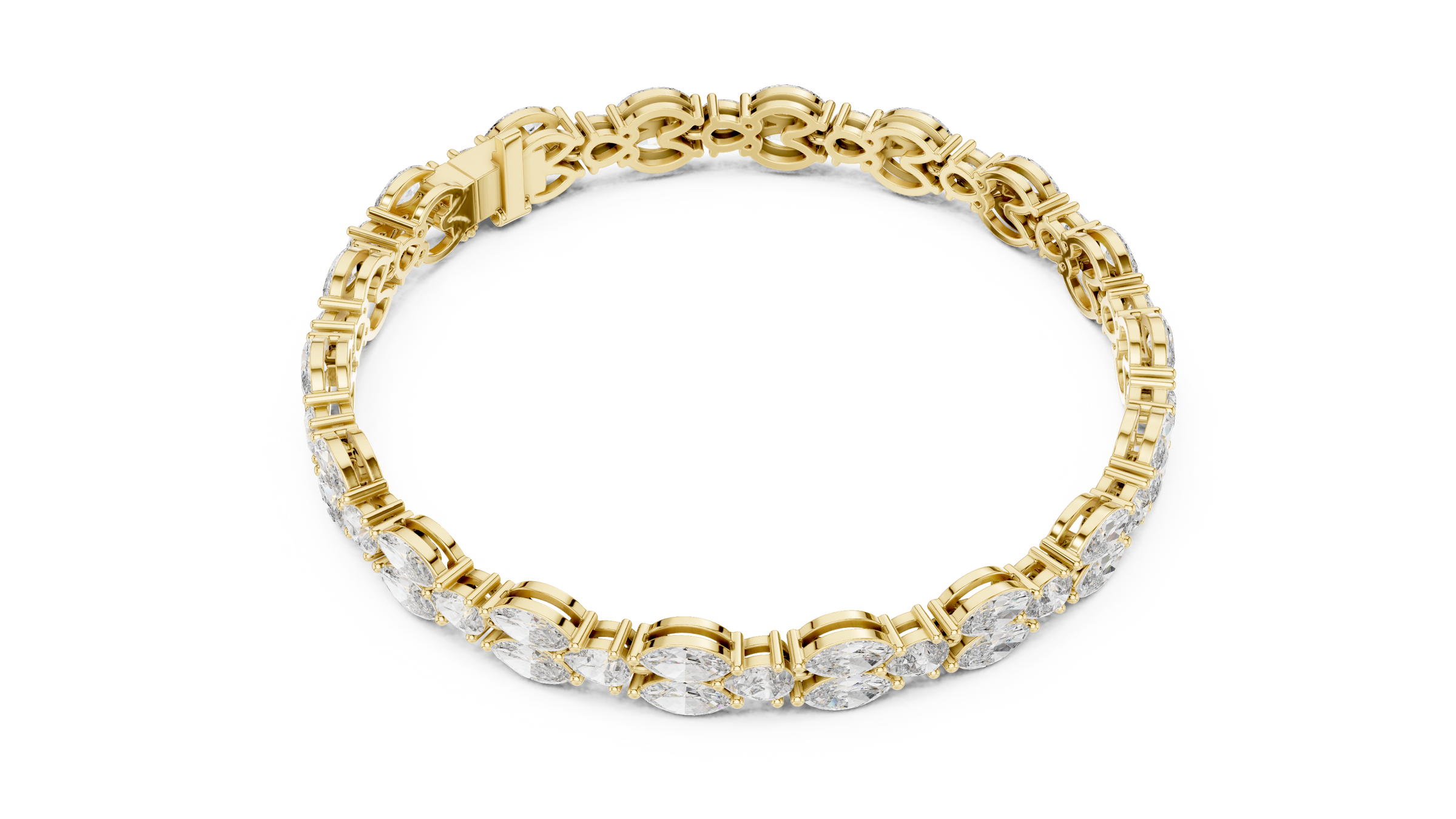 Stunning Marquise & Pear Lab Grown Diamond Tennis Bracelet | 18K Gold | 7.5 Carat