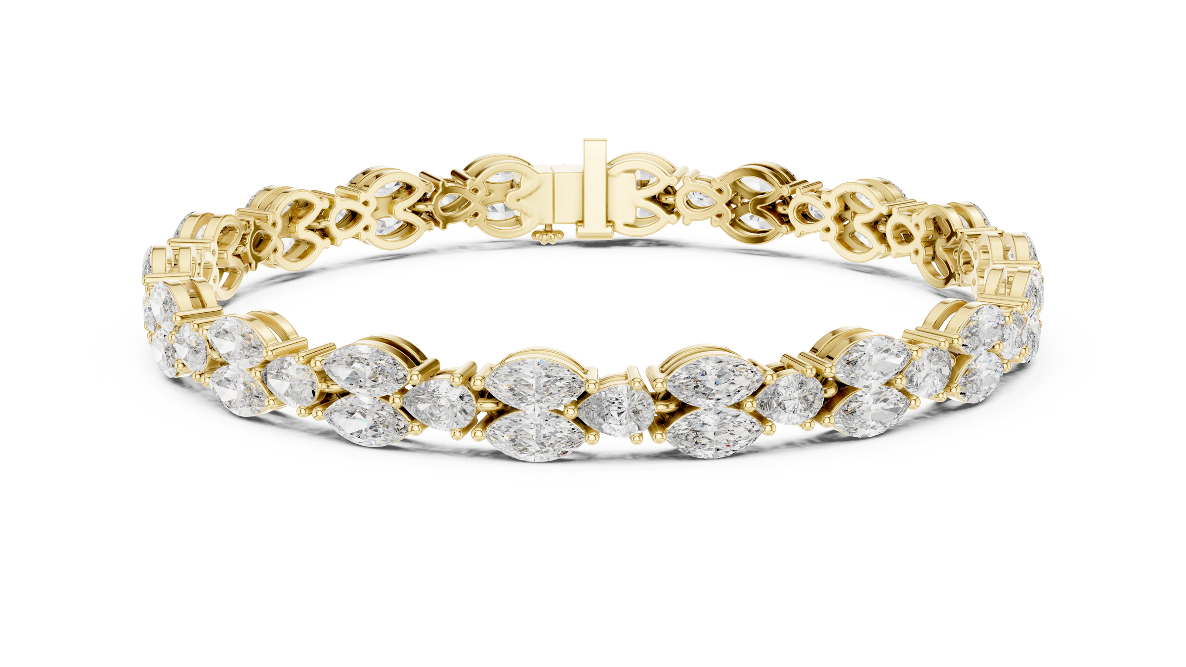 Stunning Marquise & Pear Lab Grown Diamond Tennis Bracelet | 18K Gold | 7.5 Carat