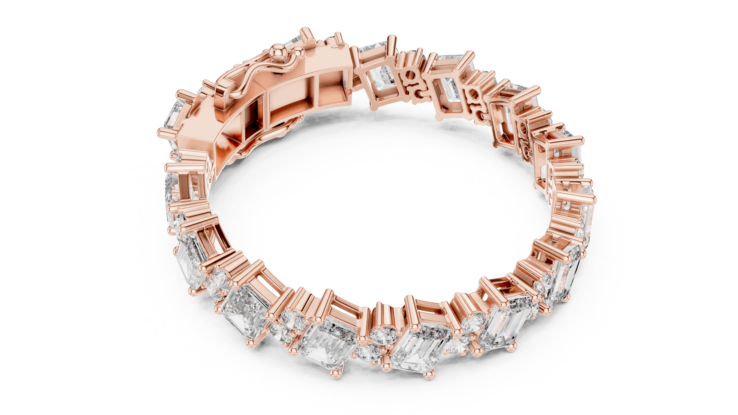 Elegant Emerald & Round Lab-Grown Diamond Tennis Bracelet in 18K Gold | 24 Carat