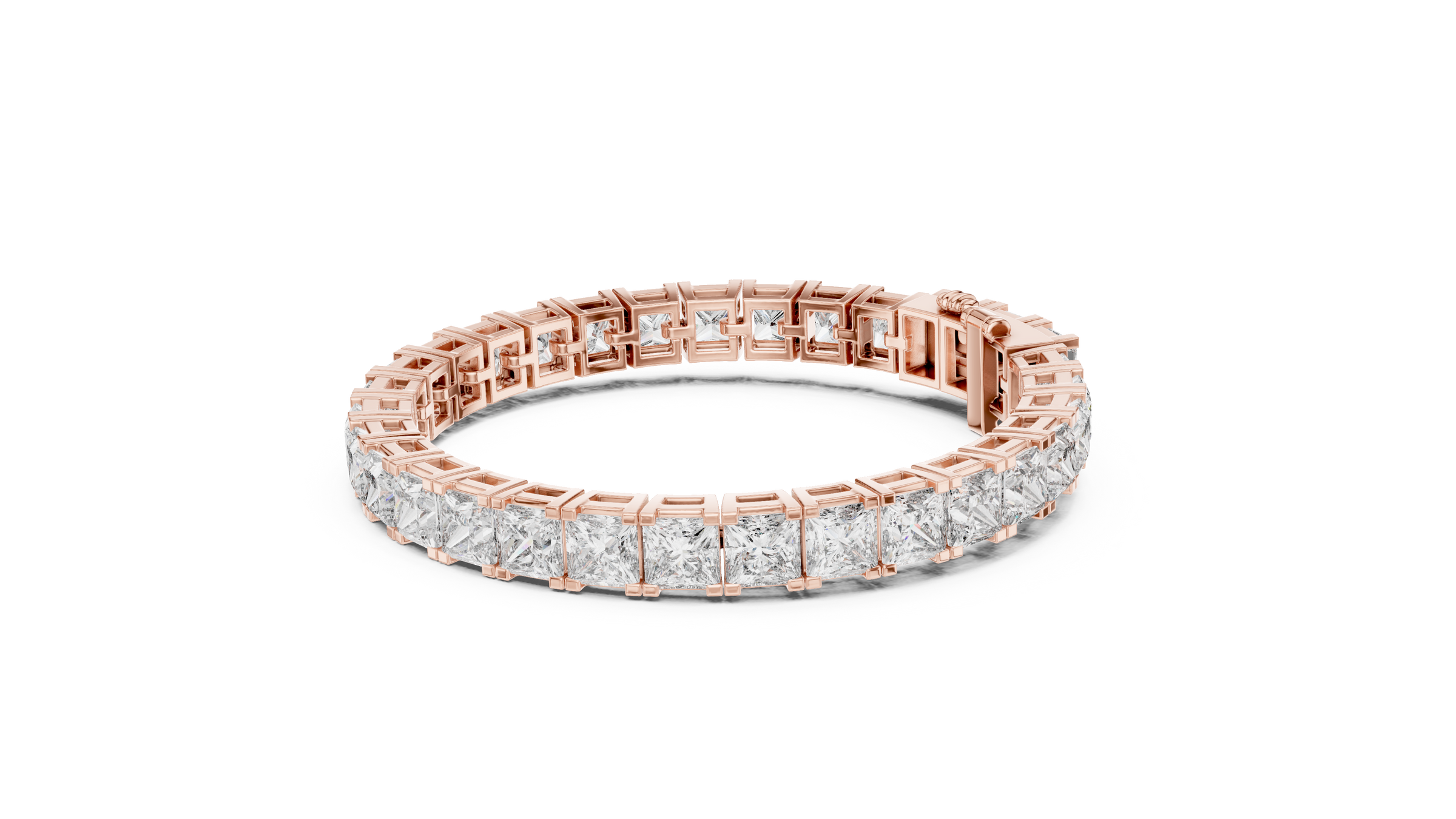 Beautiful Princess Cut Lab-Grown Diamond Tennis Bracelet in 18K Gold | 23 Carat
