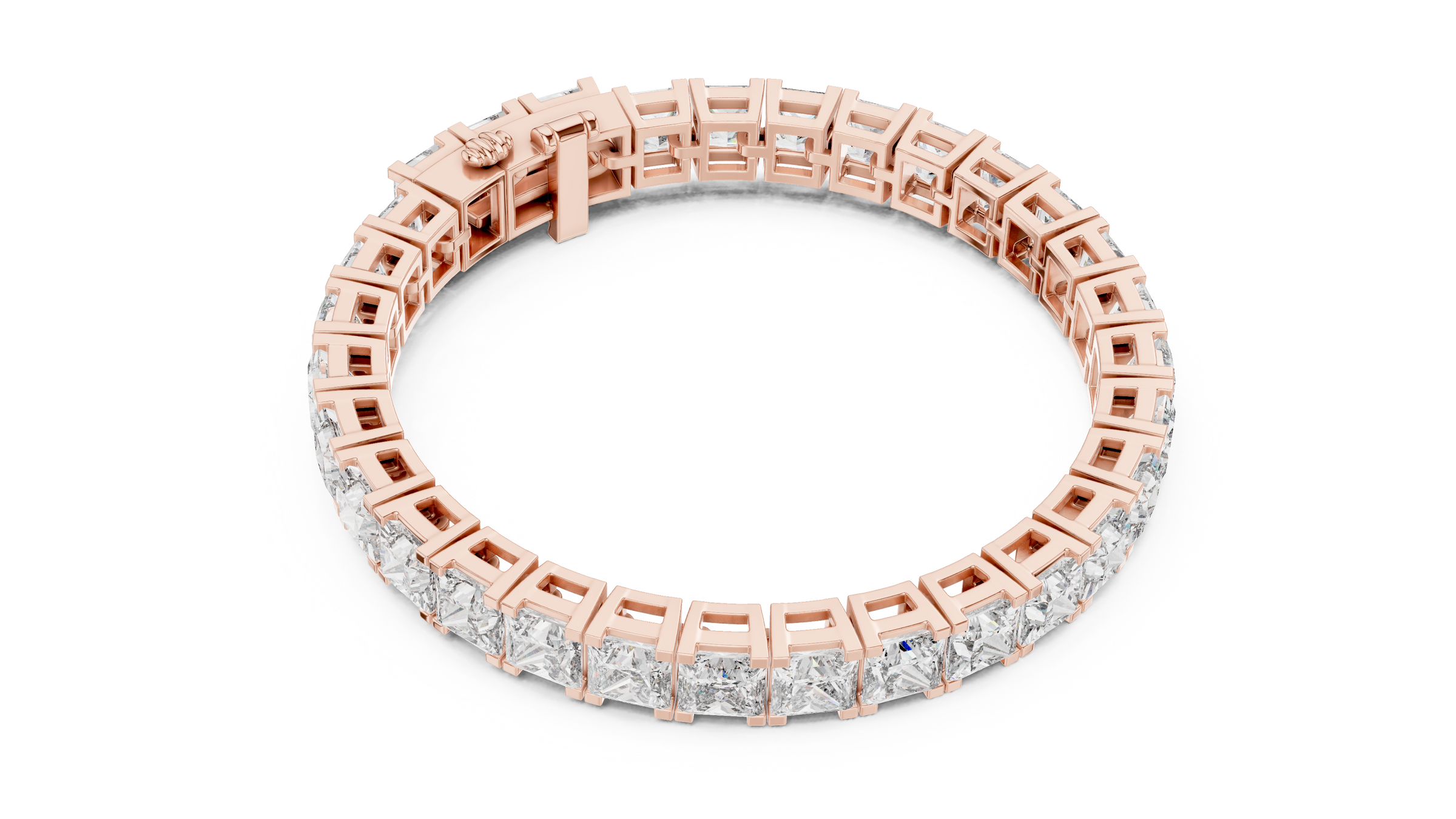 Beautiful Princess Cut Lab-Grown Diamond Tennis Bracelet in 18K Gold | 23 Carat
