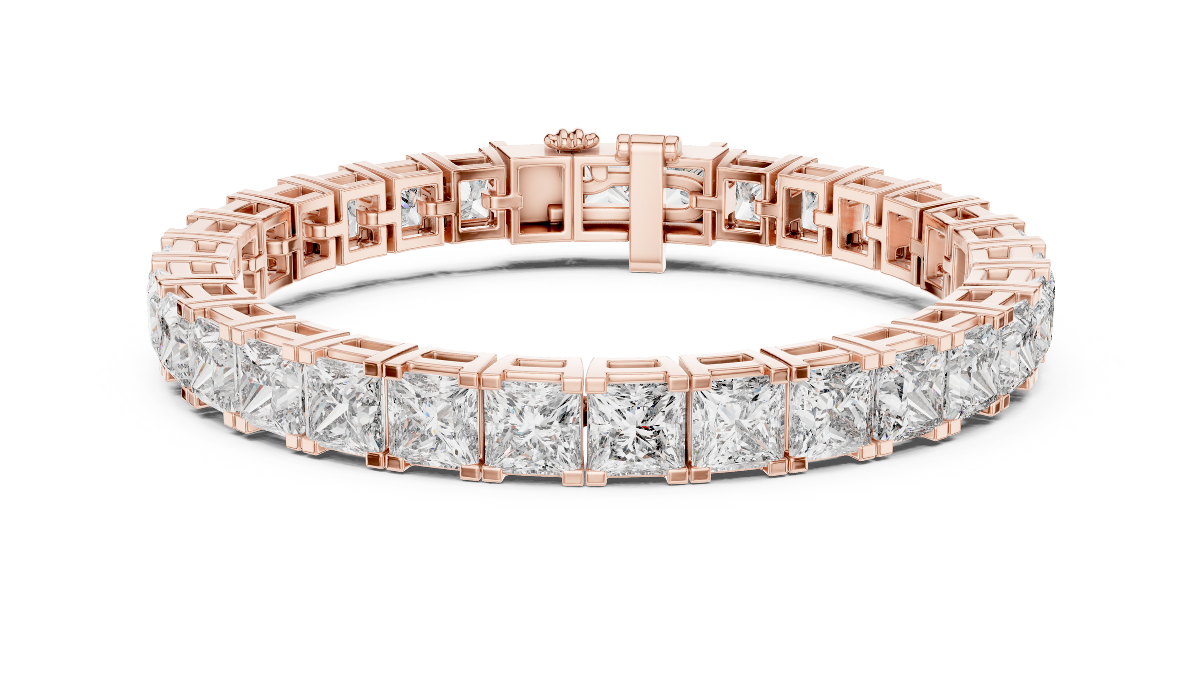 Beautiful Princess Cut Lab-Grown Diamond Tennis Bracelet in 18K Gold | 23 Carat